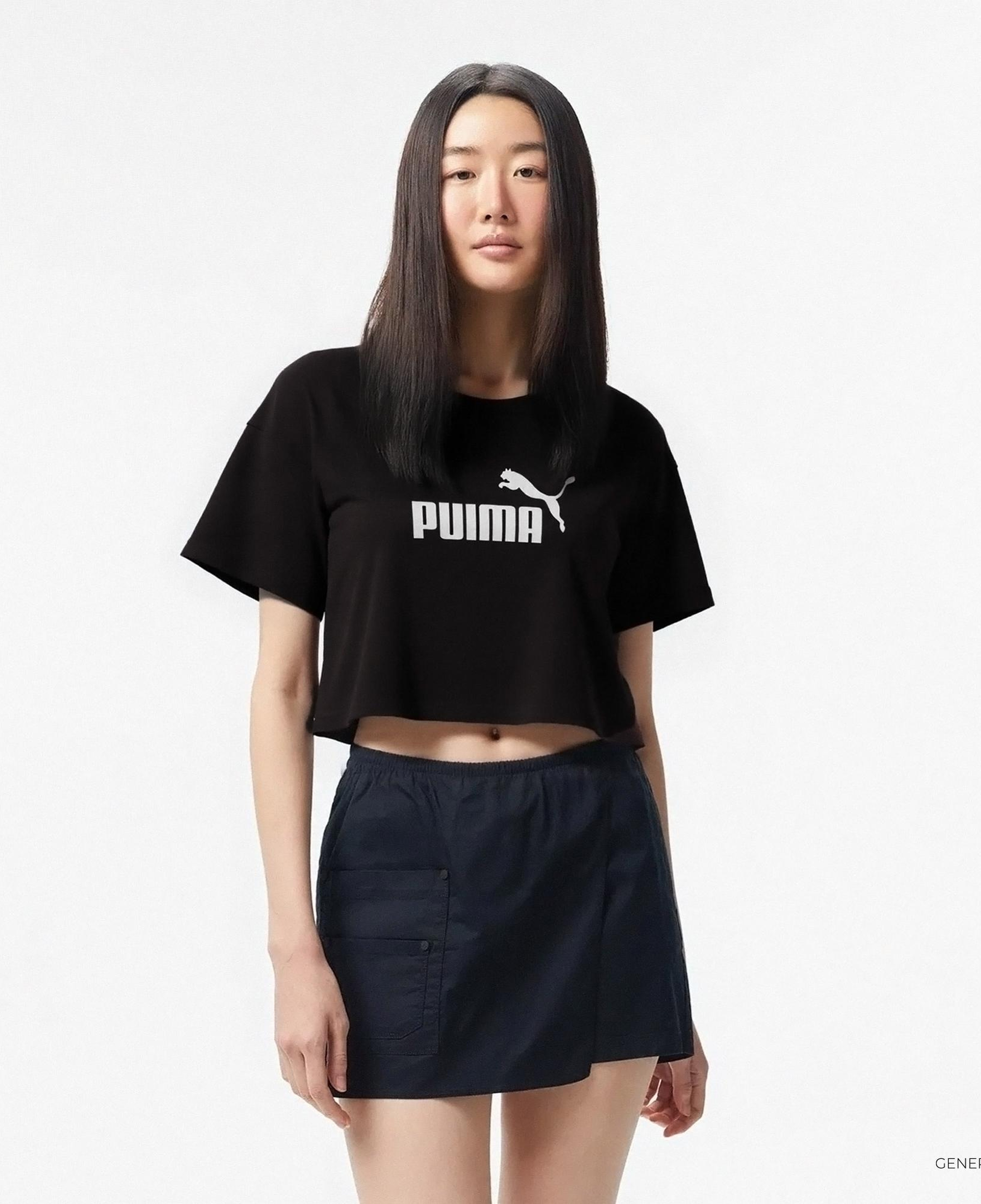 Puma Essential No. 1 Logo Kadın Siyah Crop Top