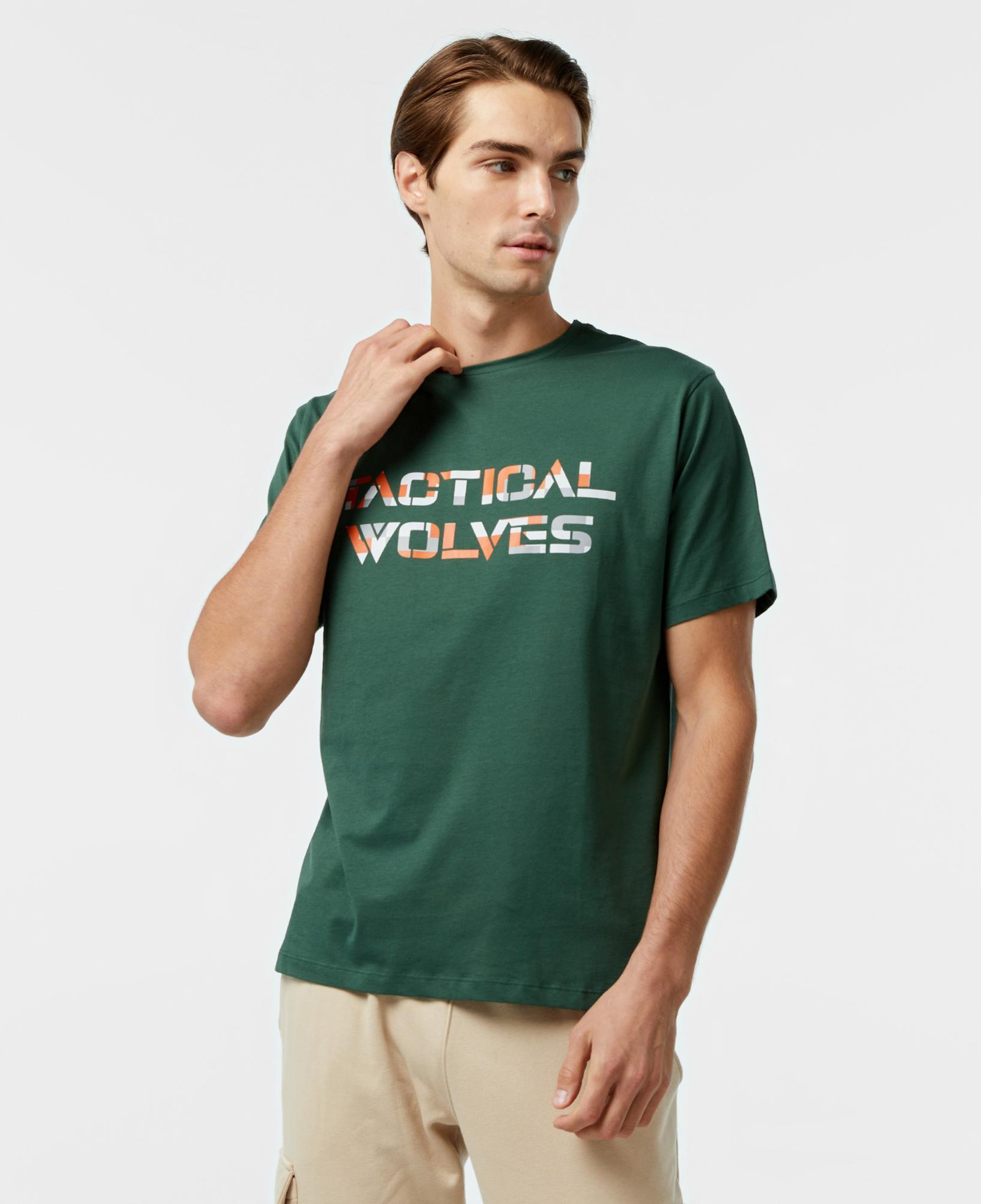 Tactical Wolves Oversize Kamuflaj Erkek Yeşil T-Shirt