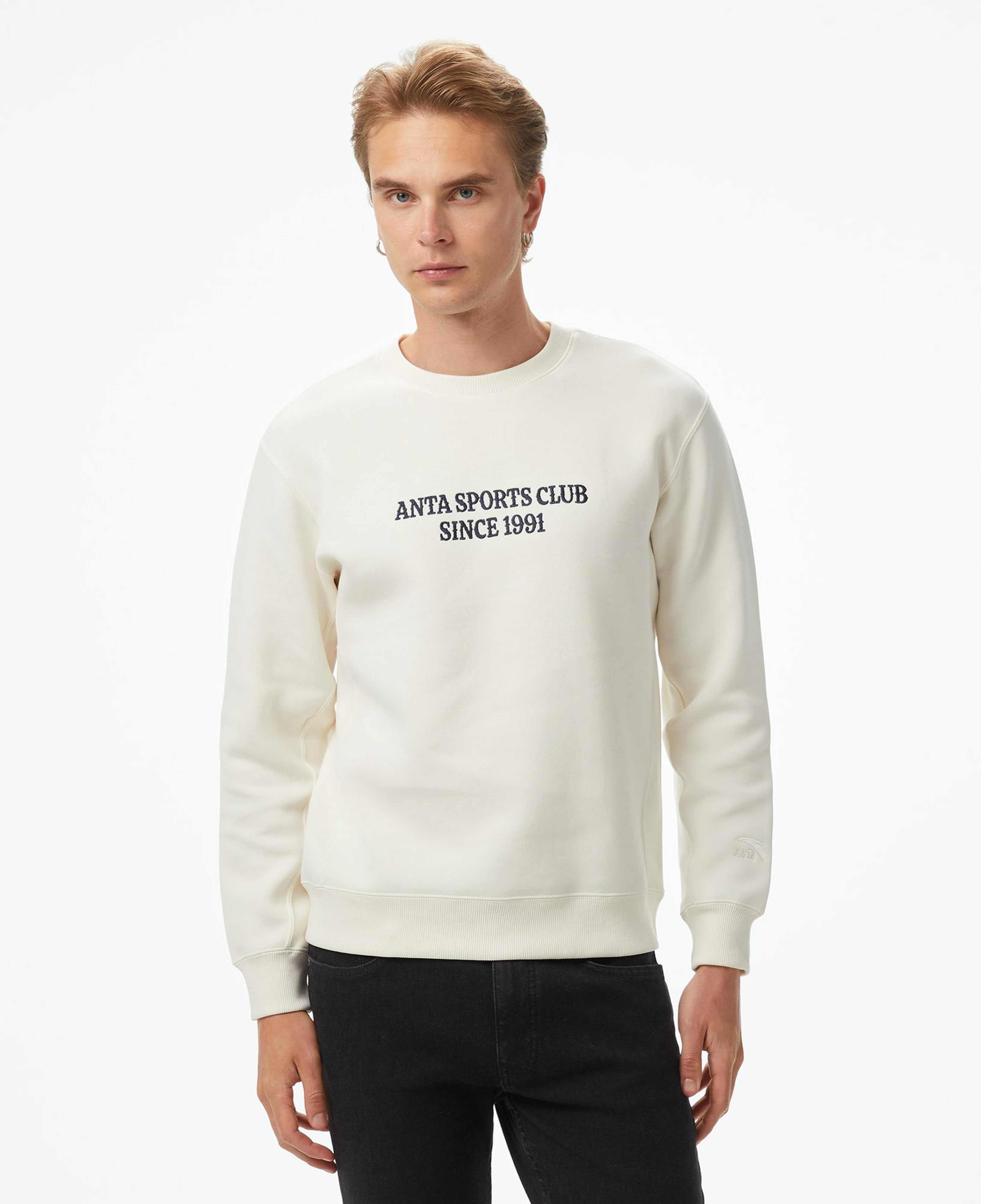 Anta Sports Club Erkek Beyaz Sweatshirt