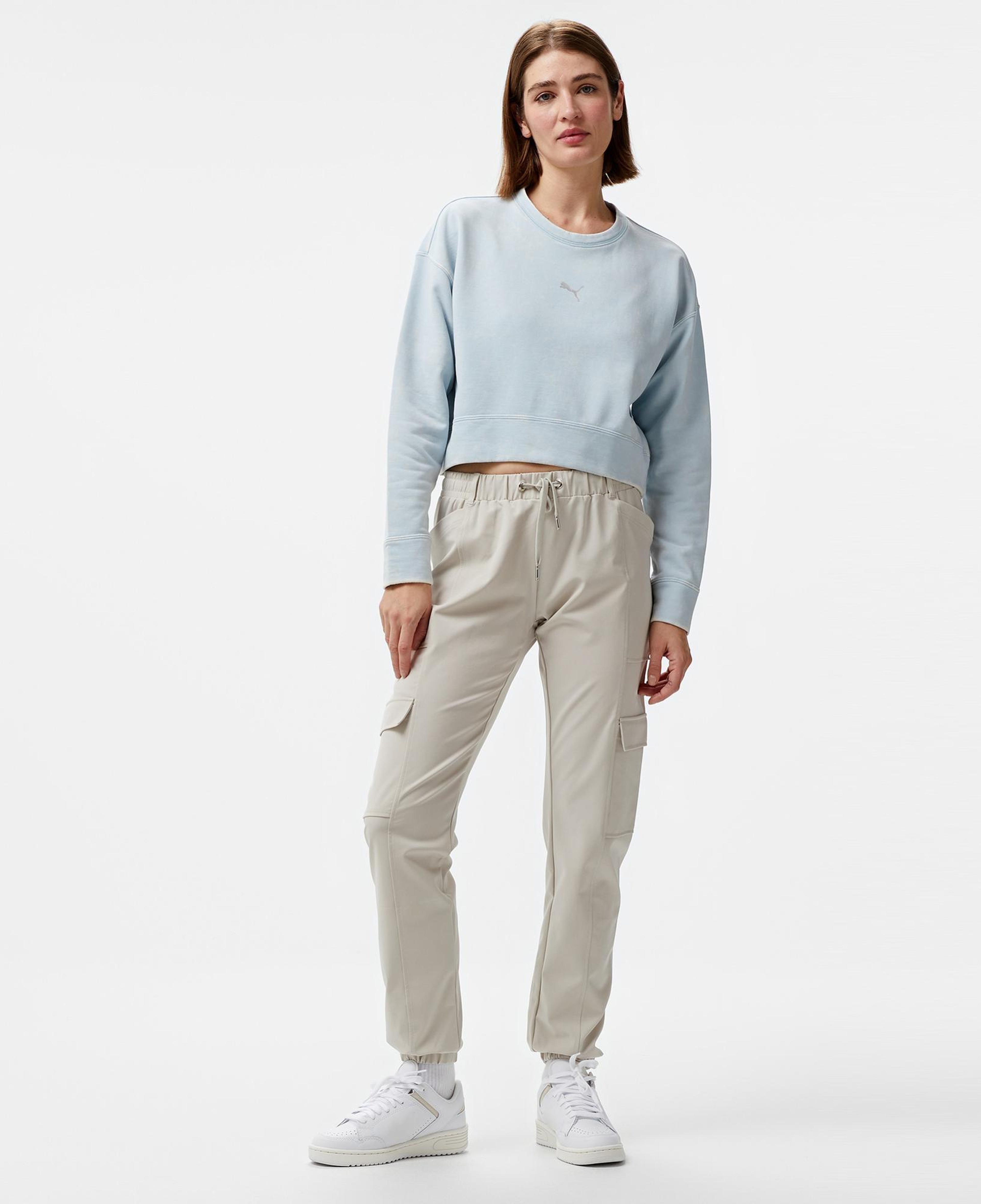 Puma Dare To Relaxed Washed Crew Kadın Mavi Sweatshirt