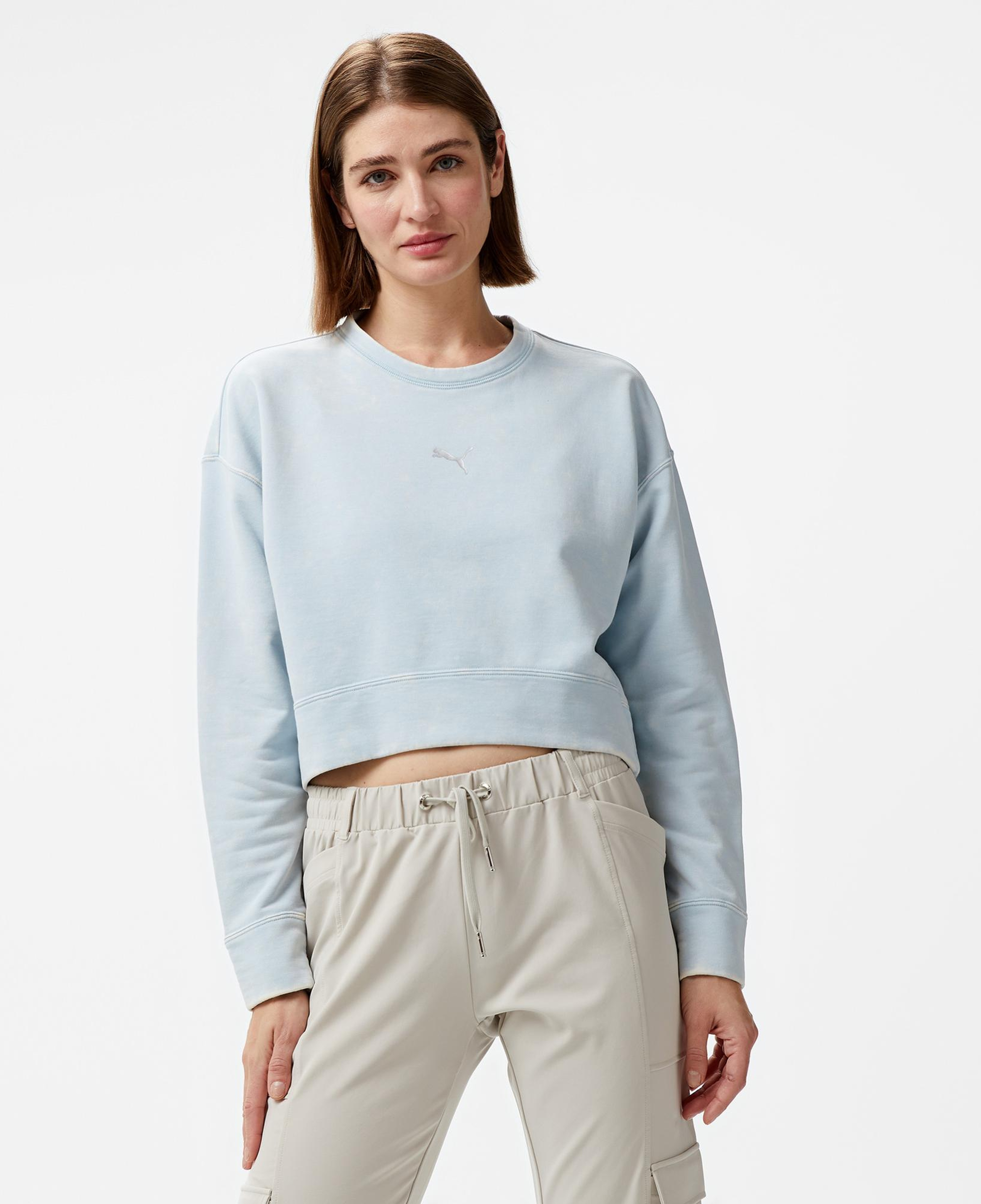 Puma Dare To Relaxed Washed Crew Kadın Mavi Sweatshirt