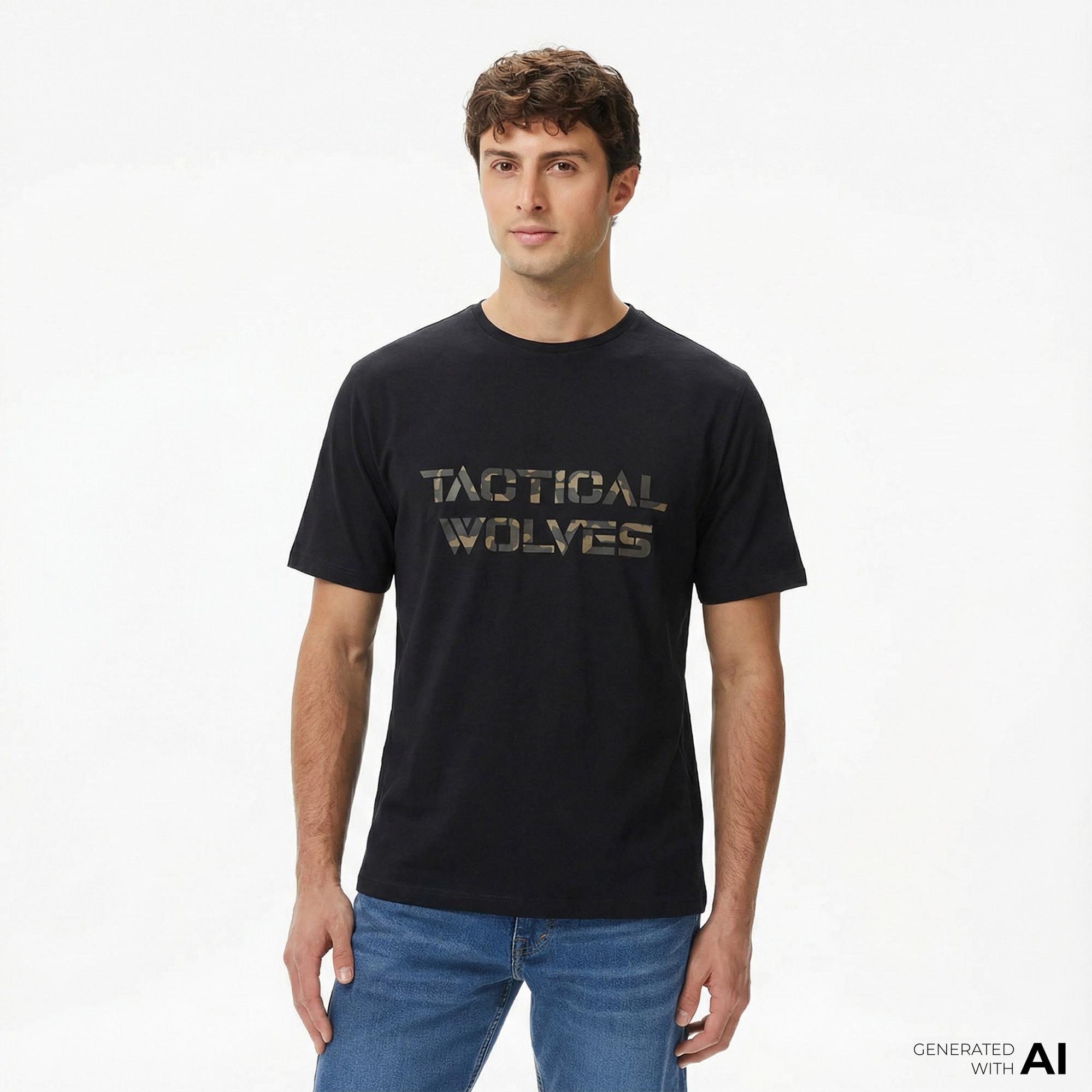 Tactical Wolves Classic Erkek Siyah T-Shirt