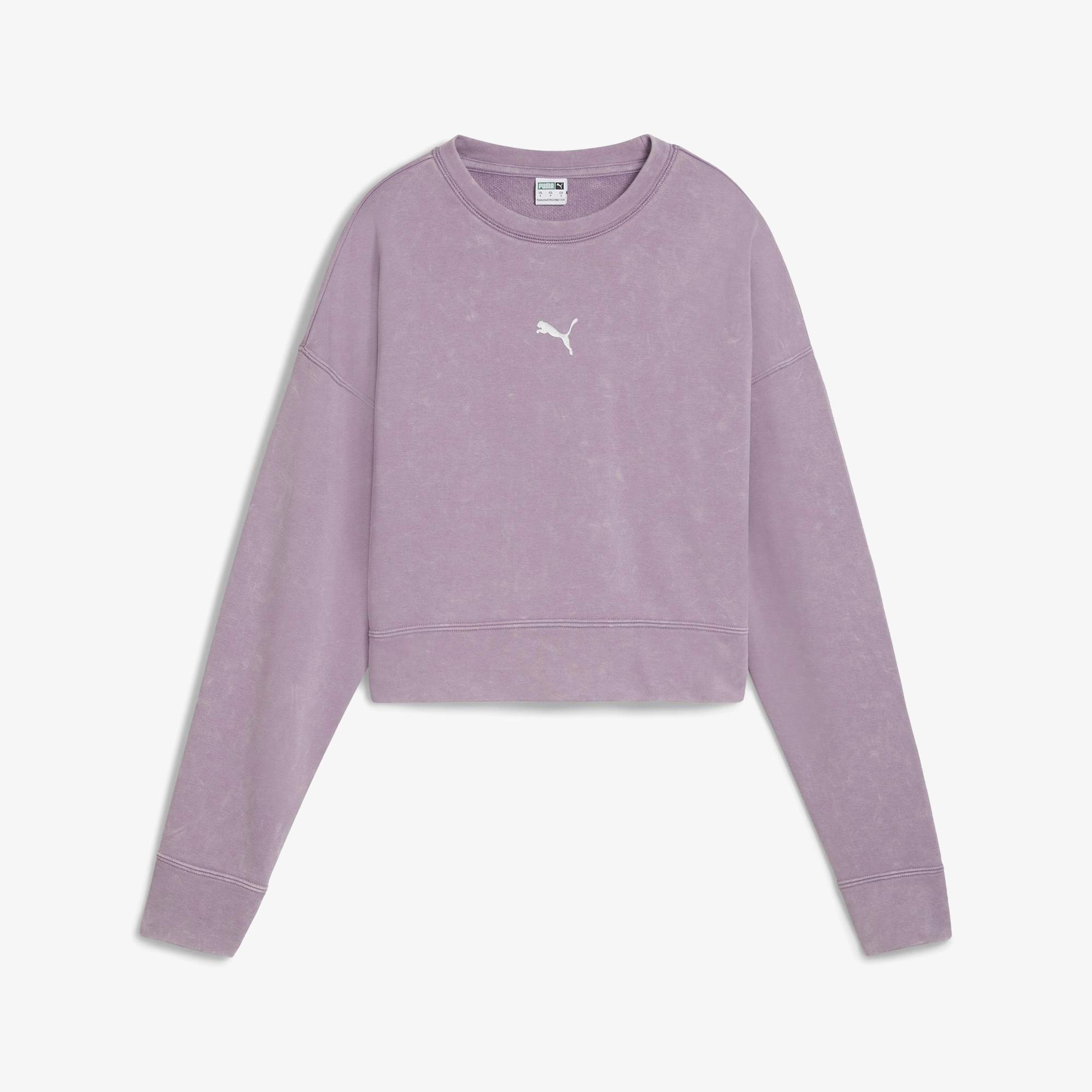 Puma Dare To Relaxed Washed Crew Kadın Mor Sweatshirt