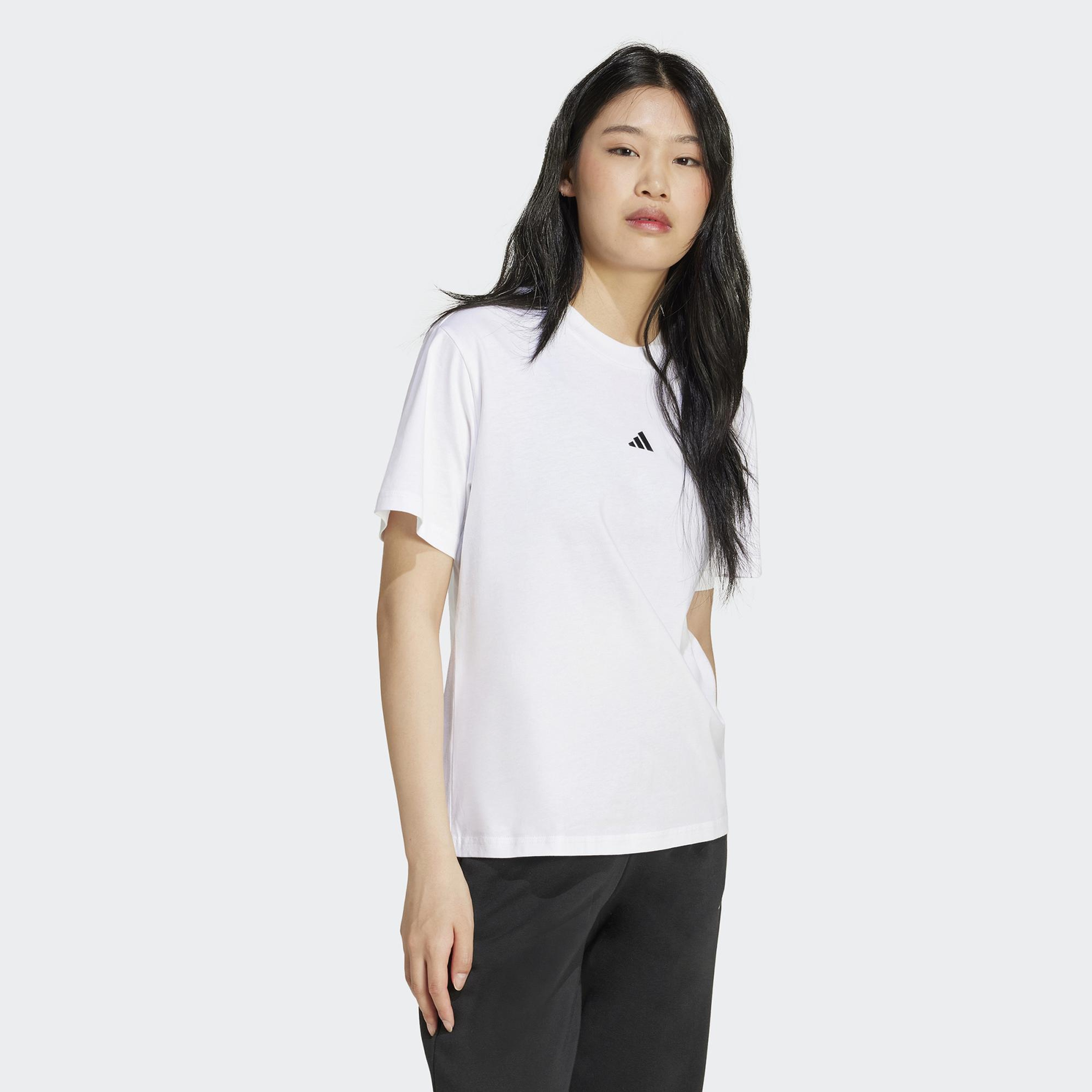 adidas Essentials Small Logo Cotton Kadın Beyaz T-Shirt