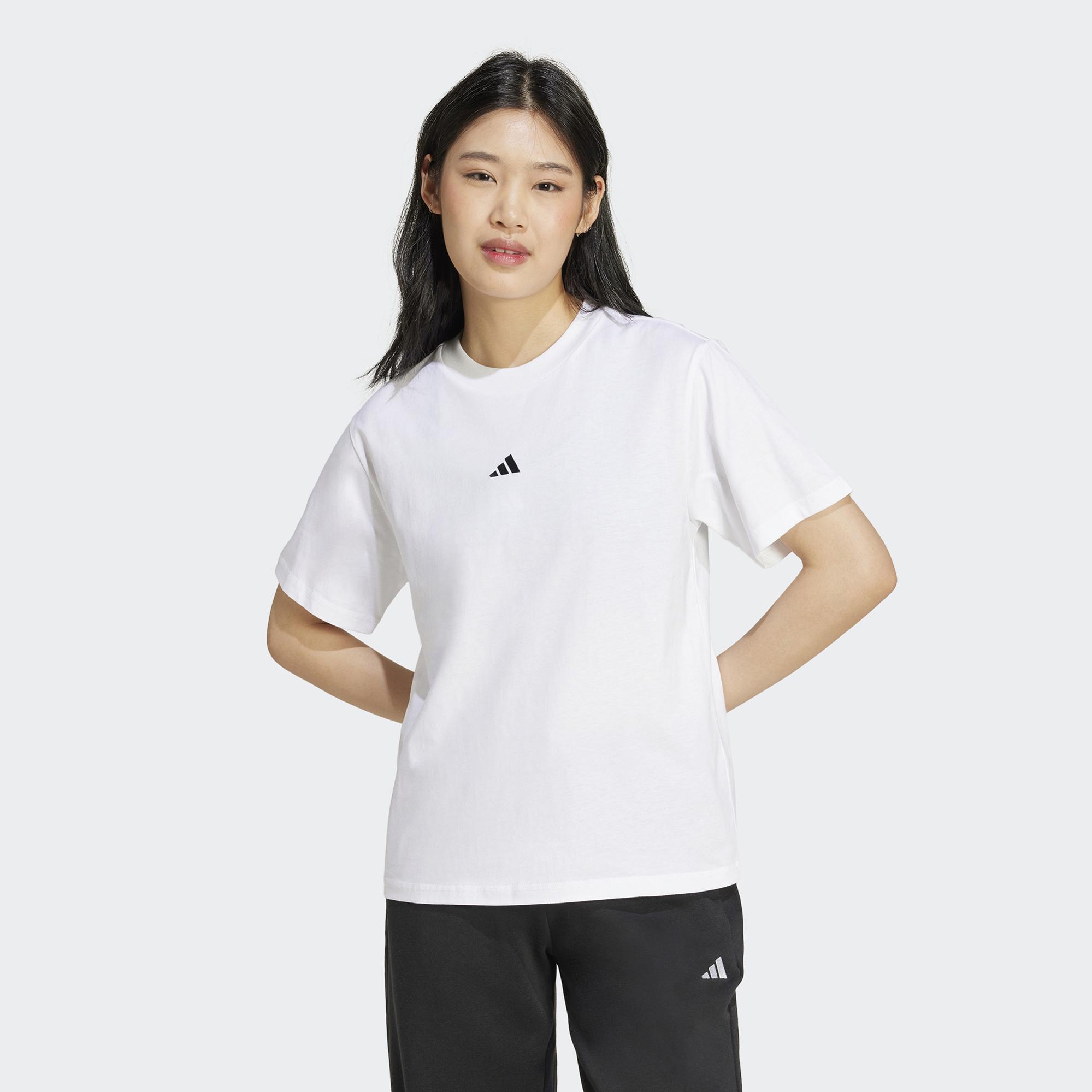 adidas Essentials Small Logo Cotton Kadın Beyaz T-Shirt