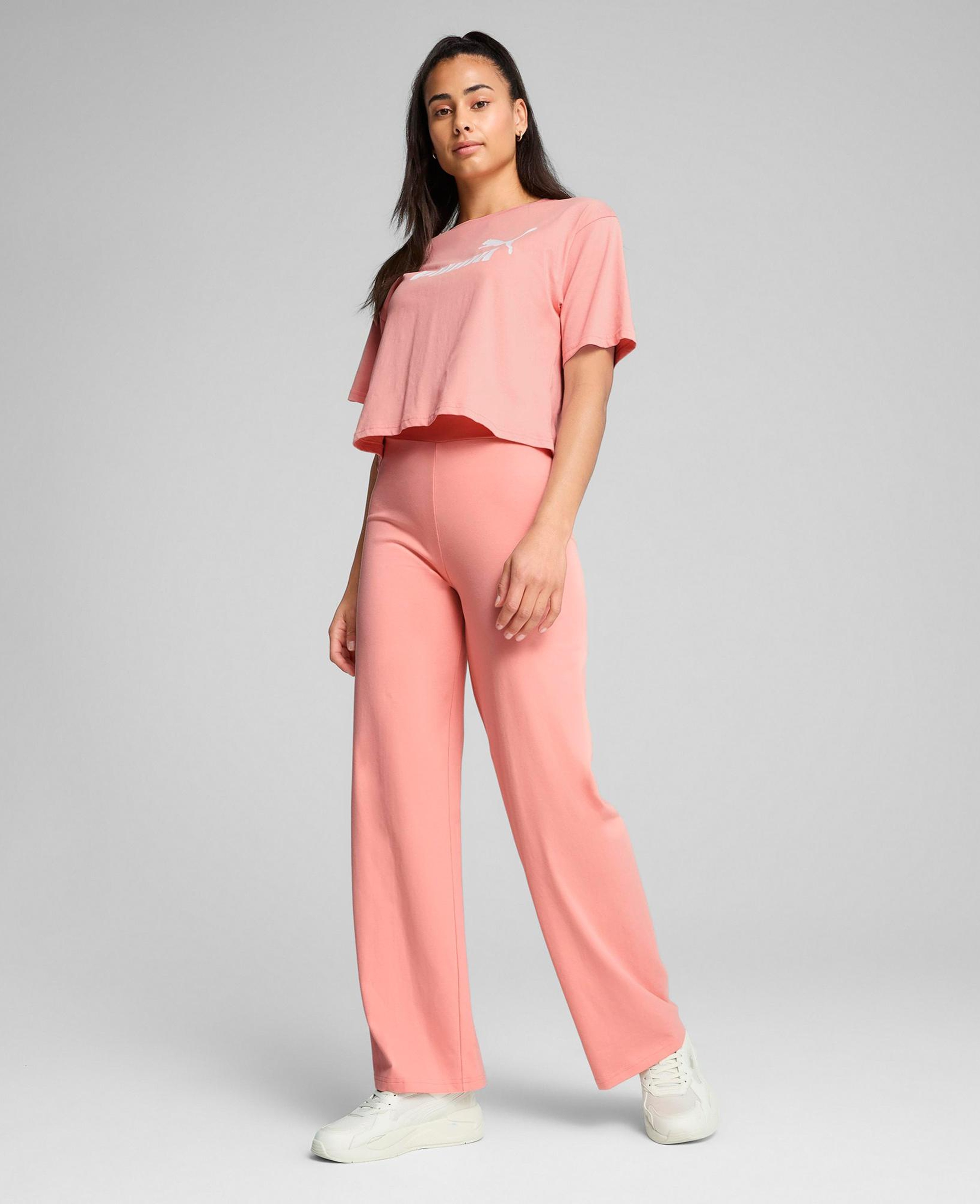 Puma Ess Cropped No 1 Logo Kadın Pembe T-Shirt