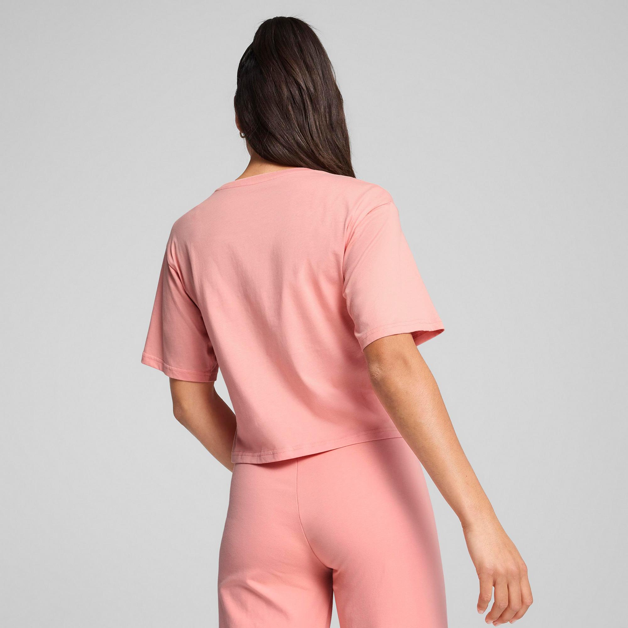 Puma Ess Cropped No 1 Logo Kadın Pembe T-Shirt