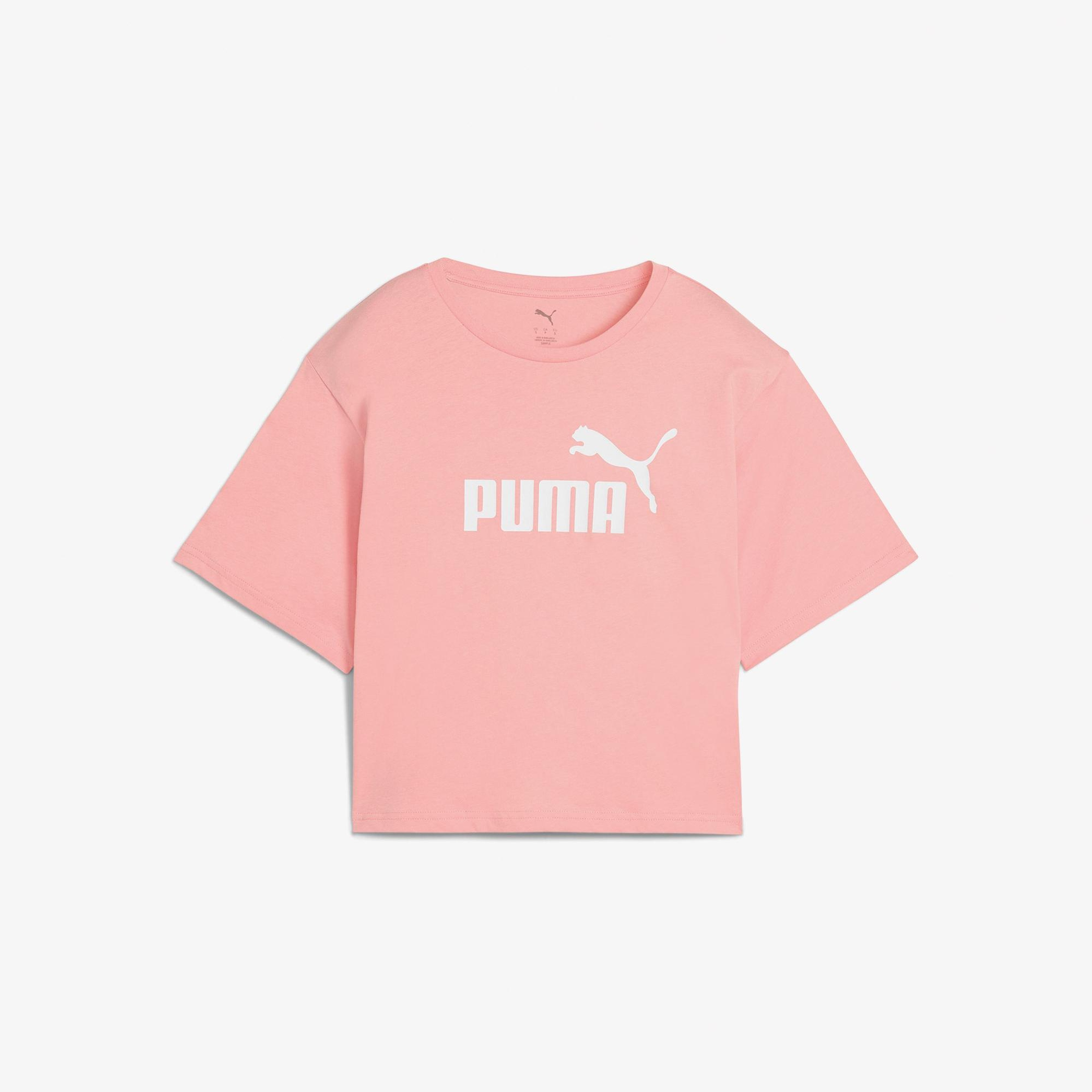 Puma Ess Cropped No 1 Logo Kadın Pembe T-Shirt