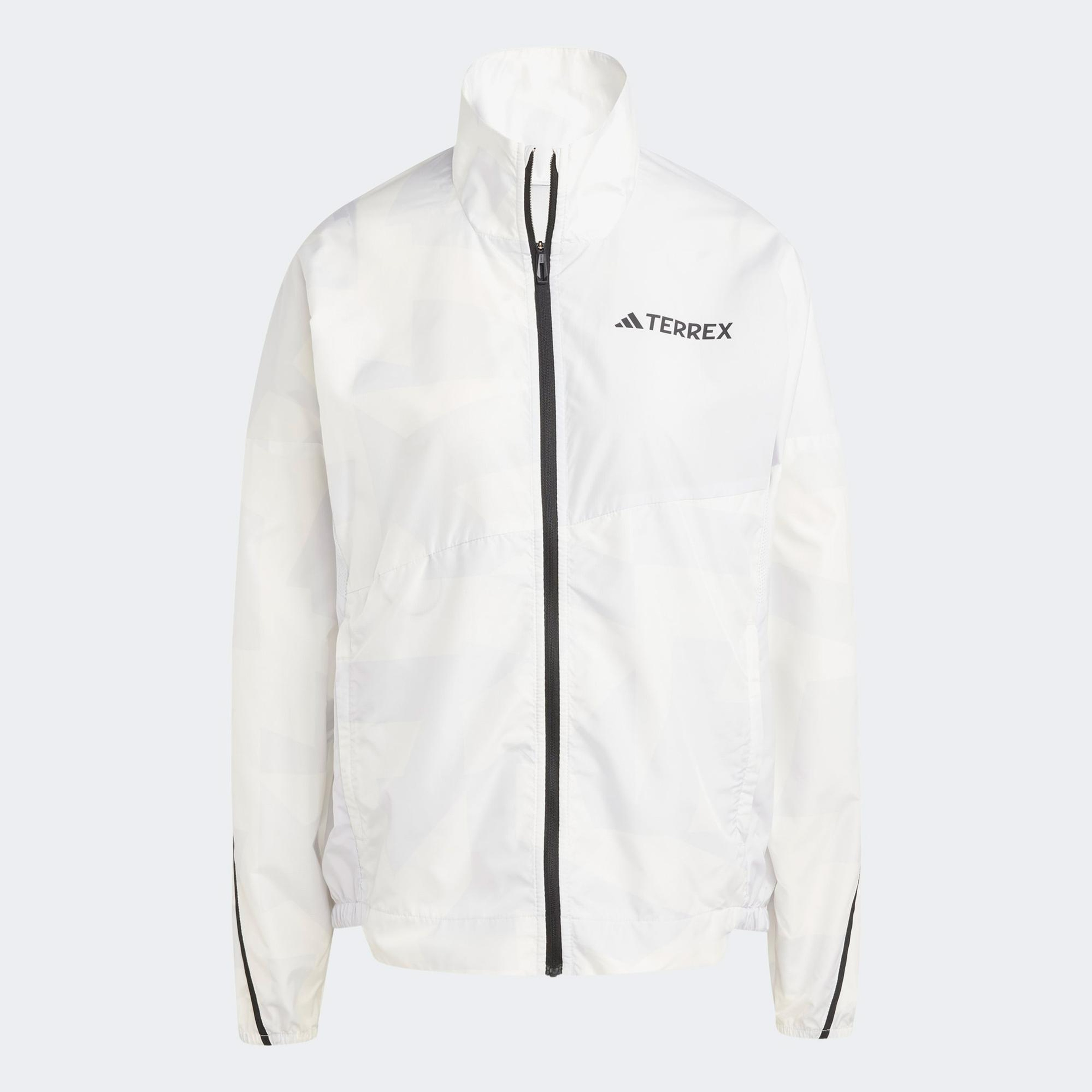 adidas Terrex Multi Printed Kadın Gri Koşu Rüzgarlık