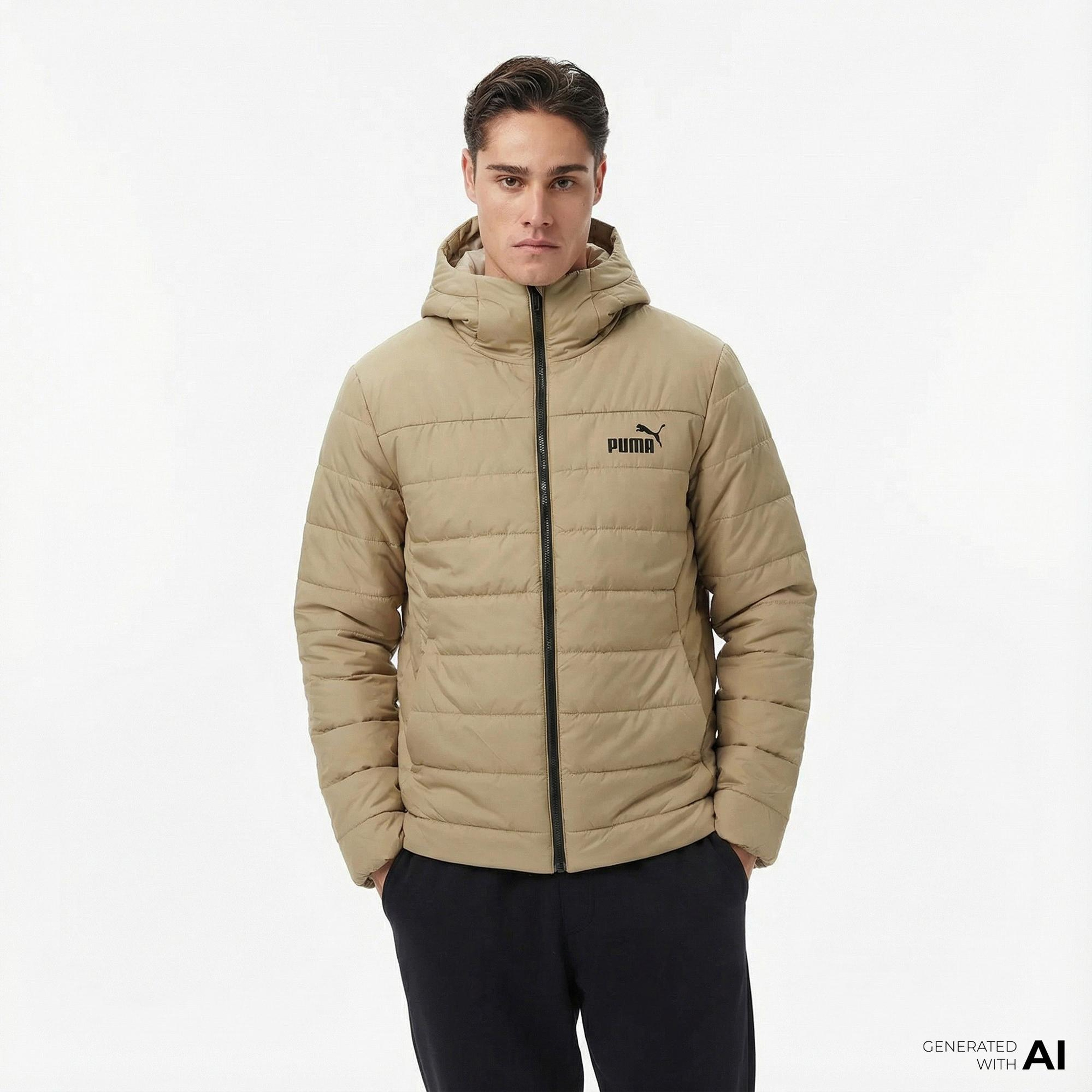 Puma Essentials Hooded Padded Erkek Kahverengi Outdoor Mont