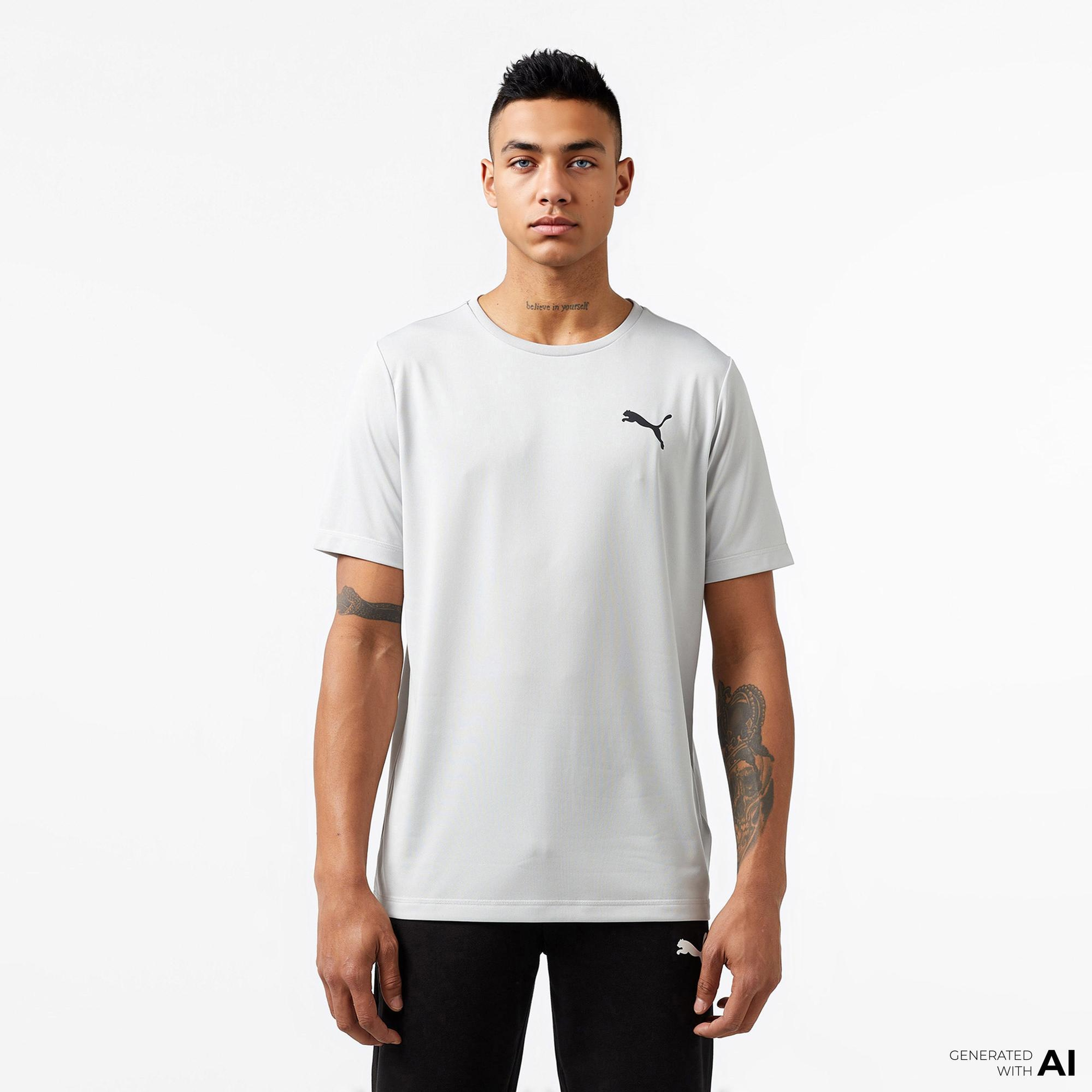Puma Actİve Small Logo Erkek Gri Günlük T-Shirt