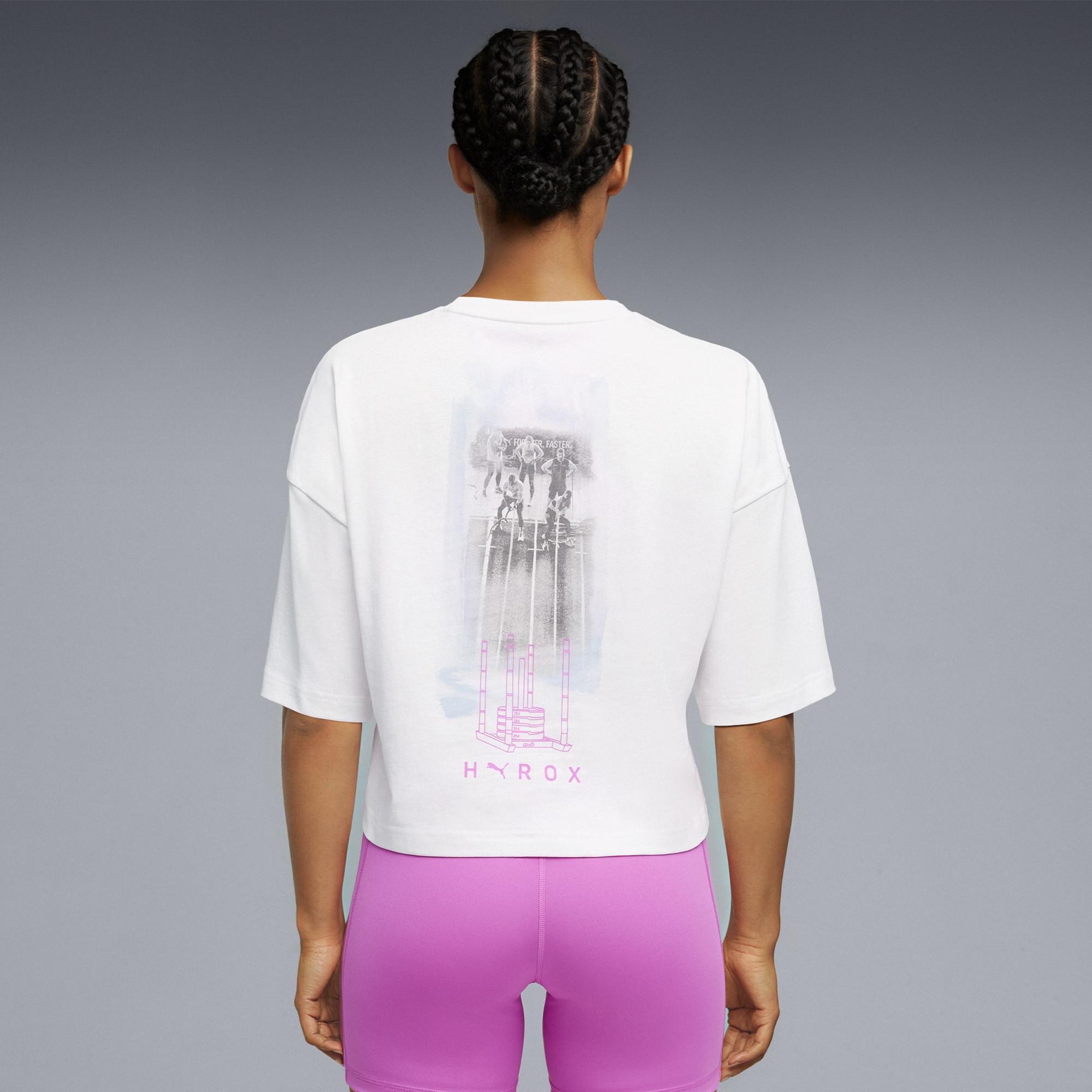 Puma x Hyrox Croped Lifestyle Kadın Beyaz Antrenman T-Shirt