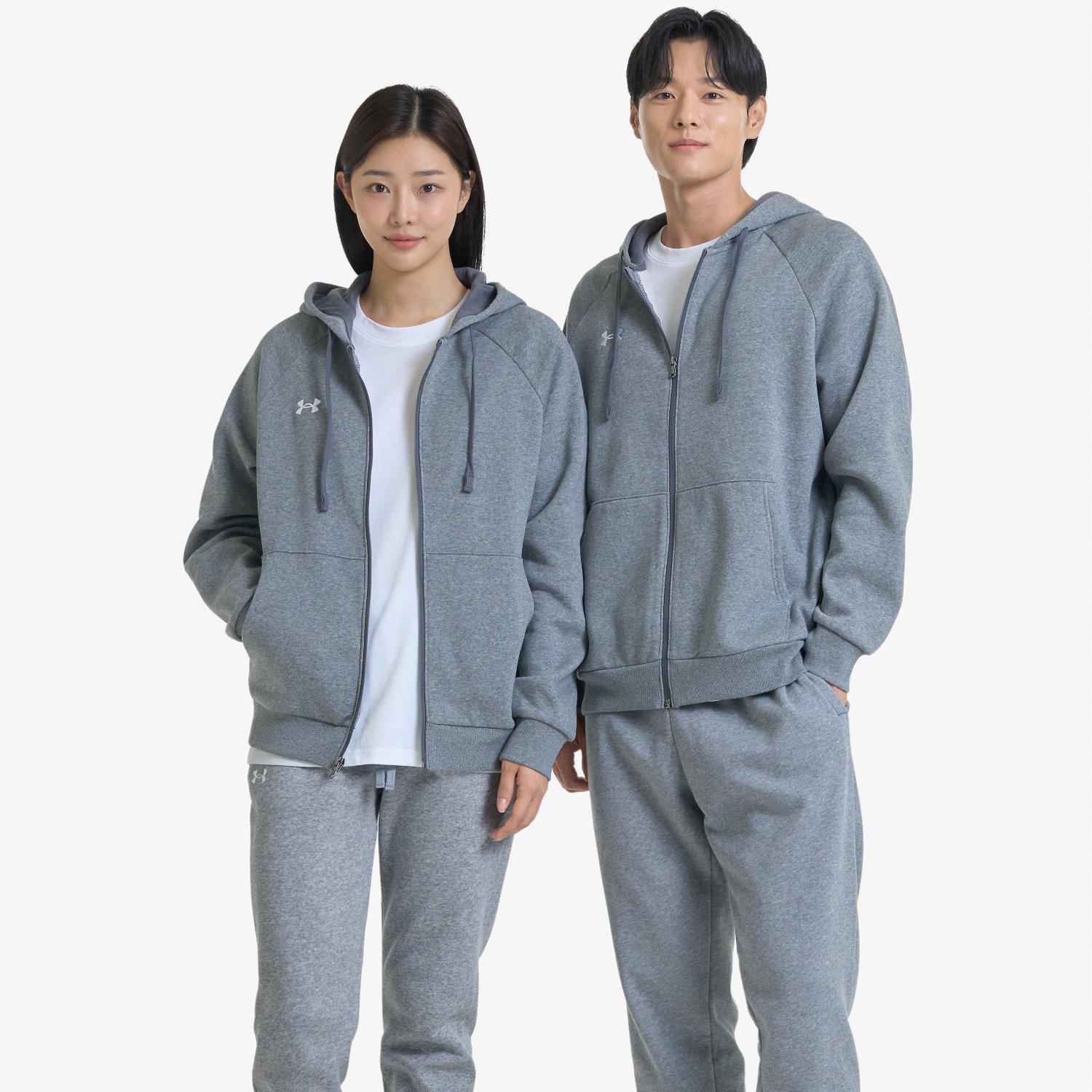 Under Armour Rival Fleece FZ Hood Erkek Gri Sweatshirt