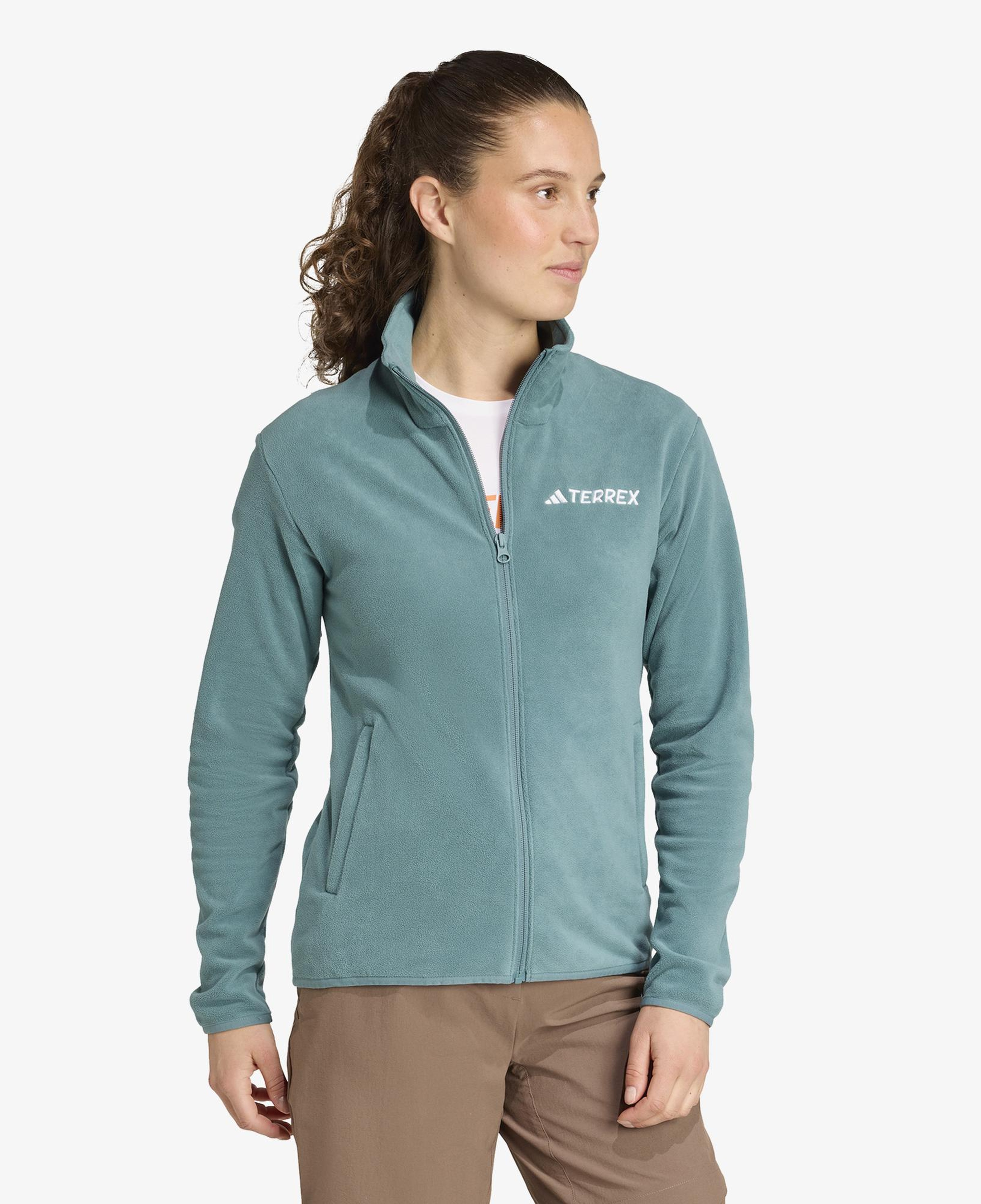 adidas Multi Essentials Full Zip Fleece Kadın Yeşil Yürüyüş Polar