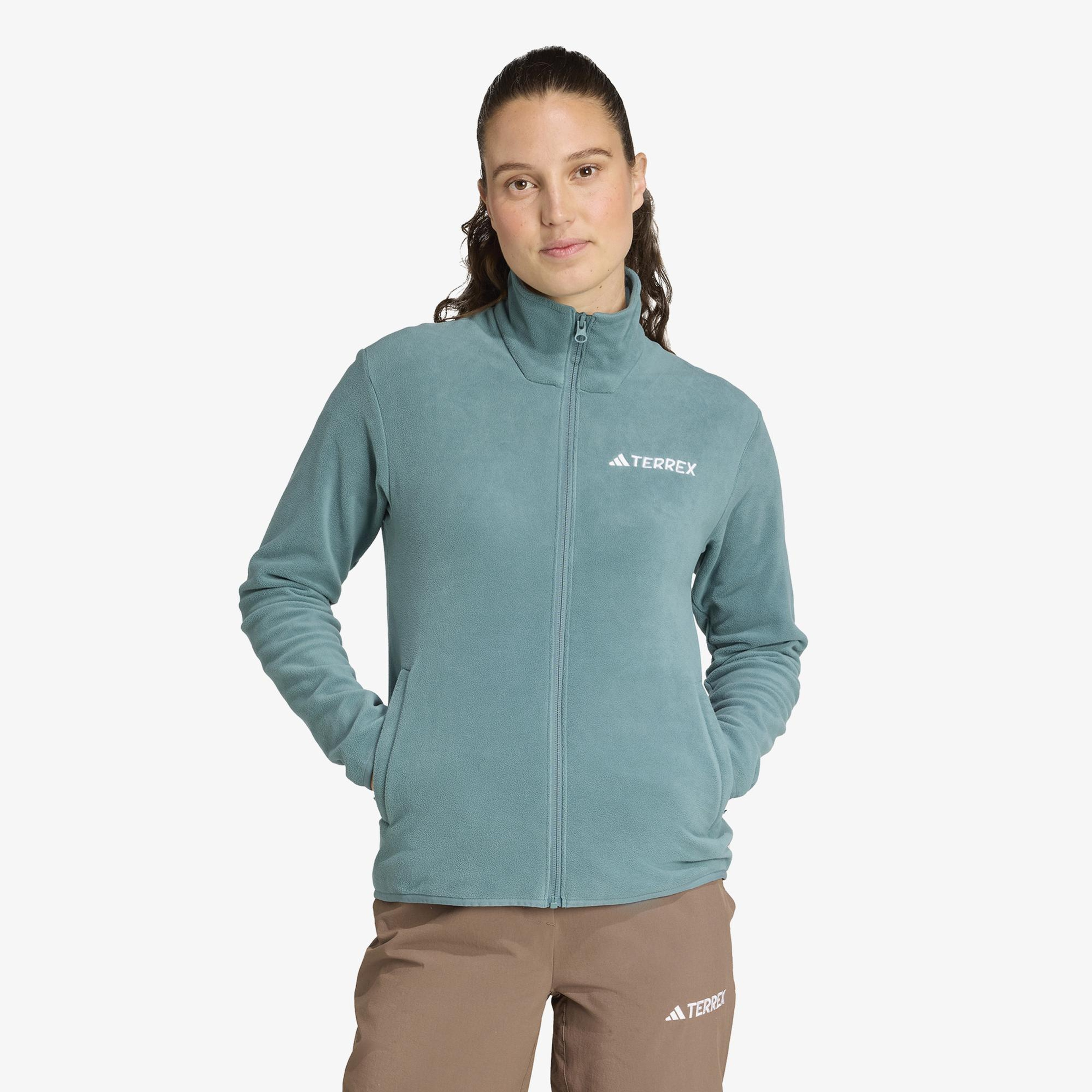 adidas Multi Essentials Full Zip Fleece Kadın Yeşil Yürüyüş Polar