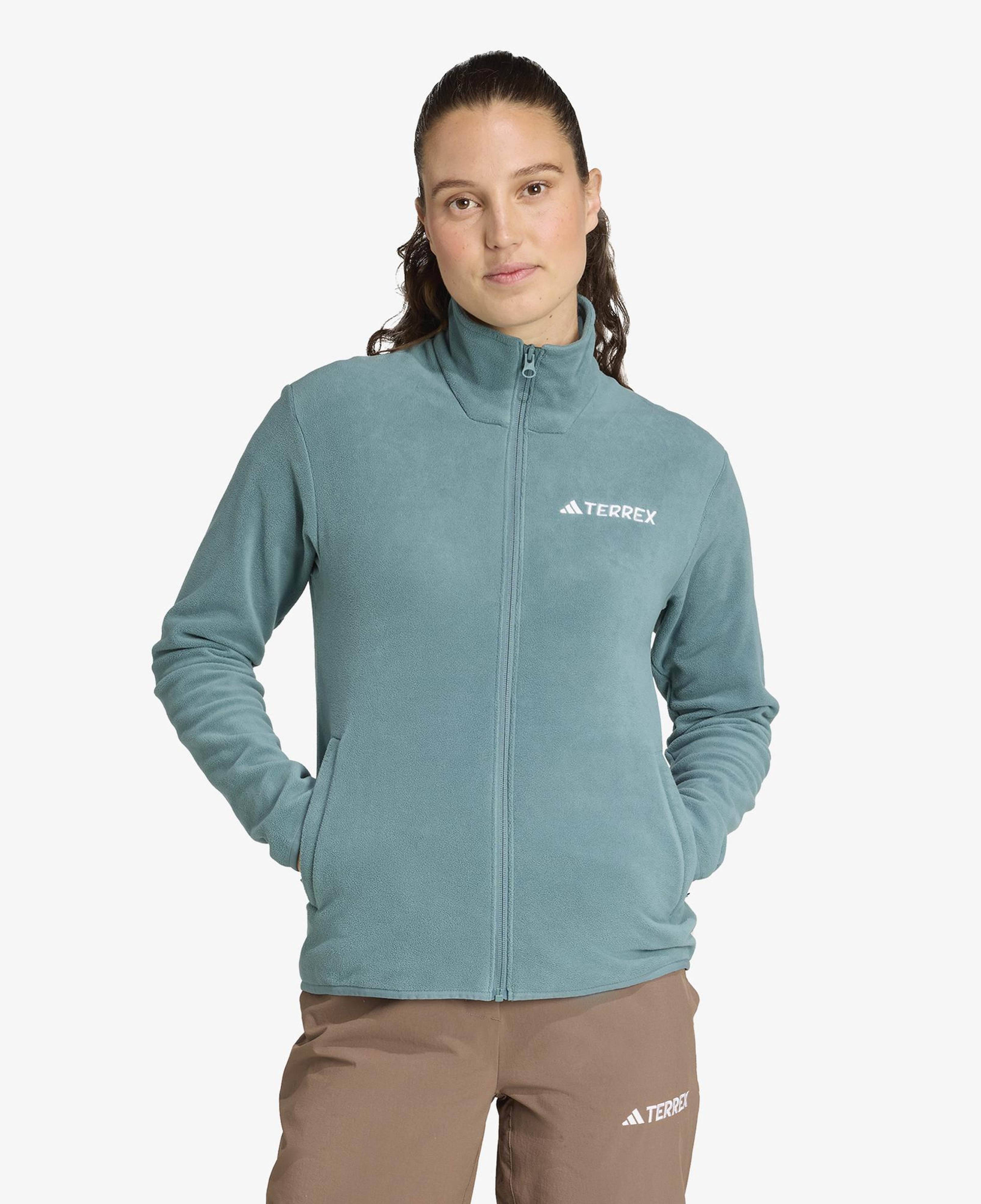 adidas Multi Essentials Full Zip Fleece Kadın Yeşil Yürüyüş Polar