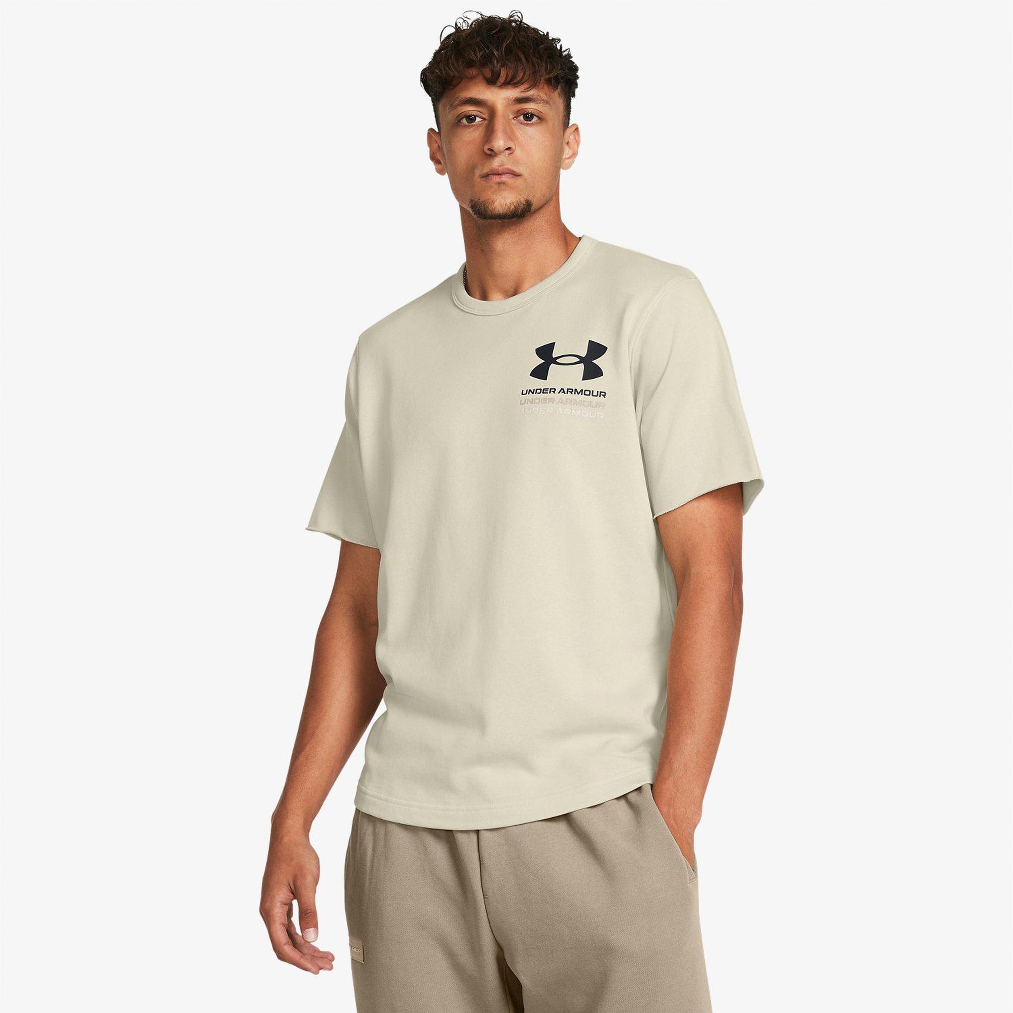 Under Armour Rival Terry Erkek Bej Günlük Antrenman T-Shirt