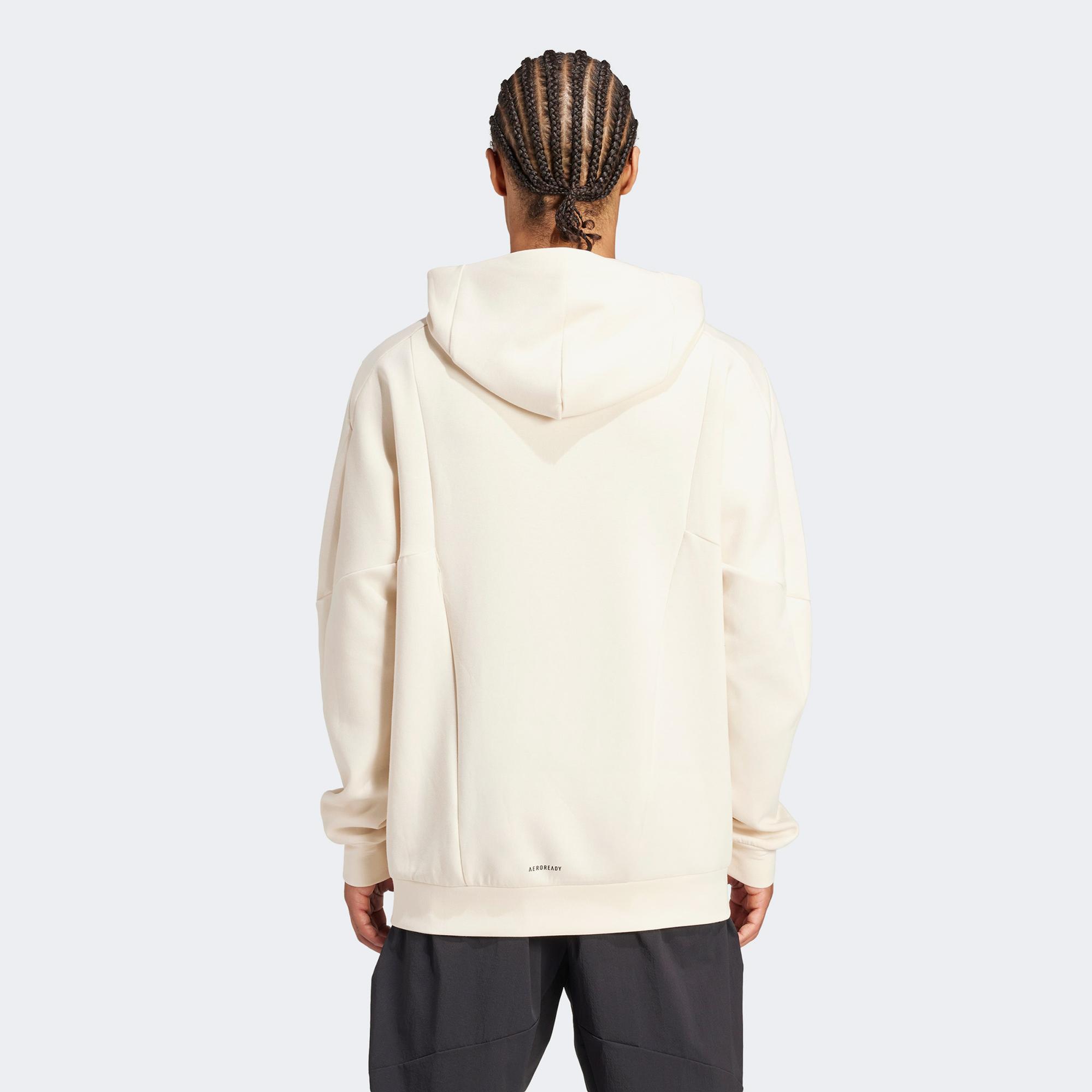 adidas Designed For Trainig Erkek Krem Antrenman Sweasthirt