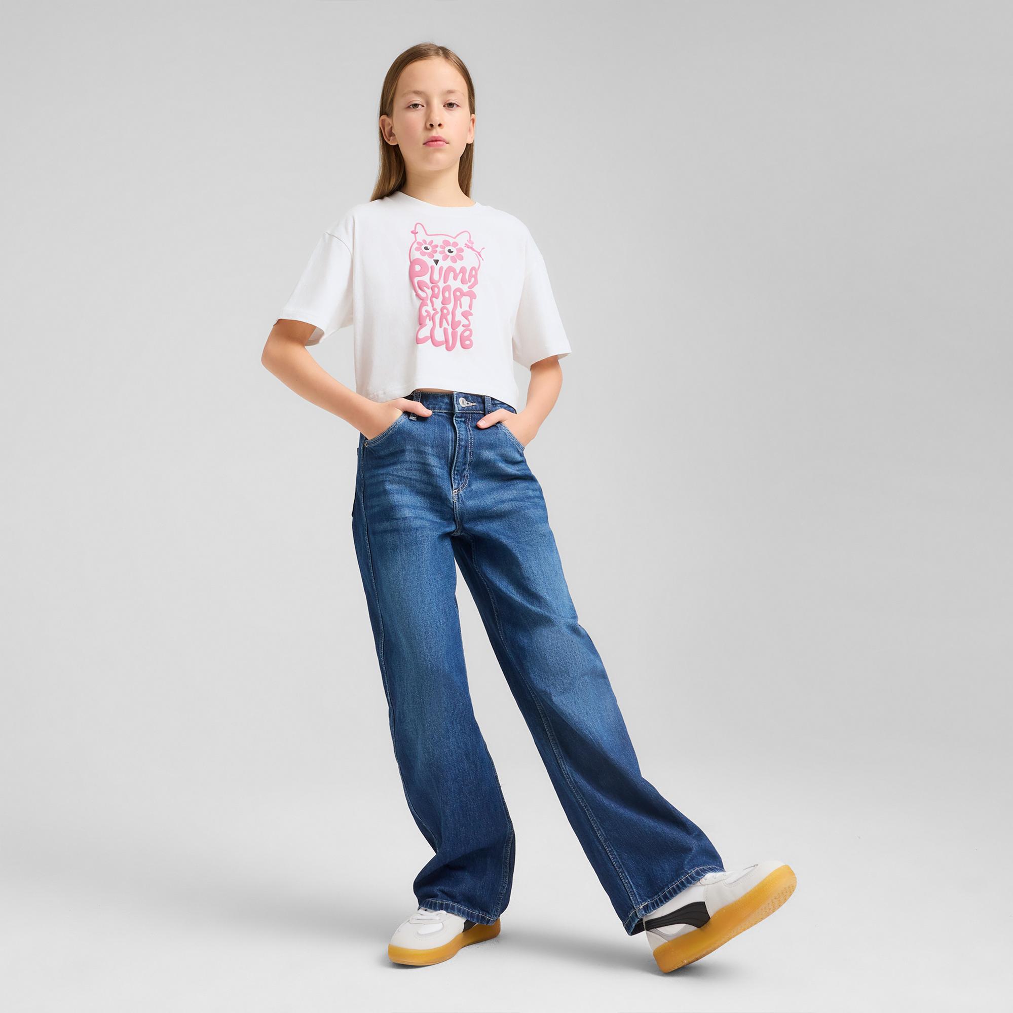 Puma Graphics Length Çocuk Beyaz T-Shirt