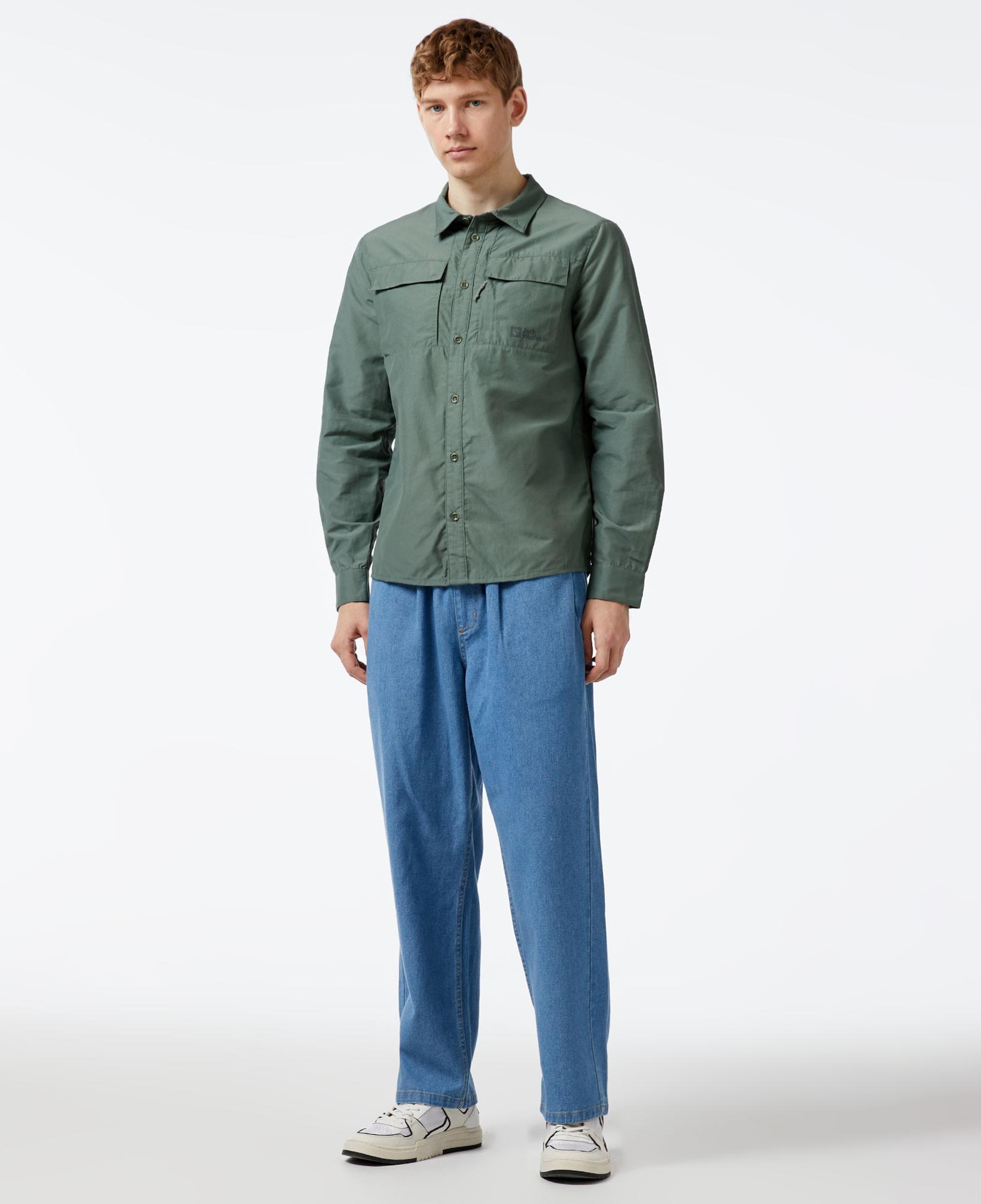 Jack Wolfskin Barrier L/S Erkek Yeşil Outdoor Gömlek