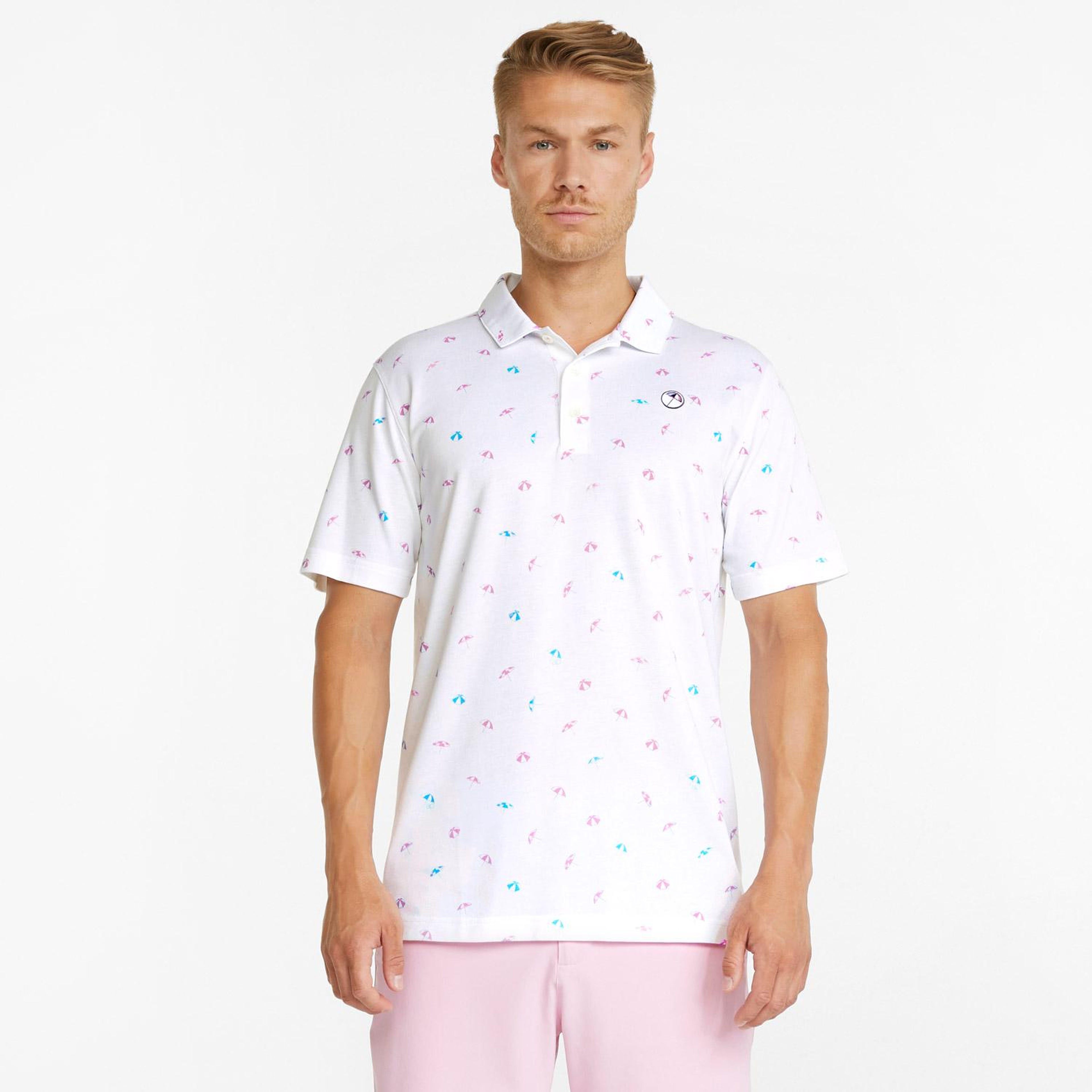 Puma AP Dancing Umbrellas Erkek Beyaz Golf Polo T-Shirt