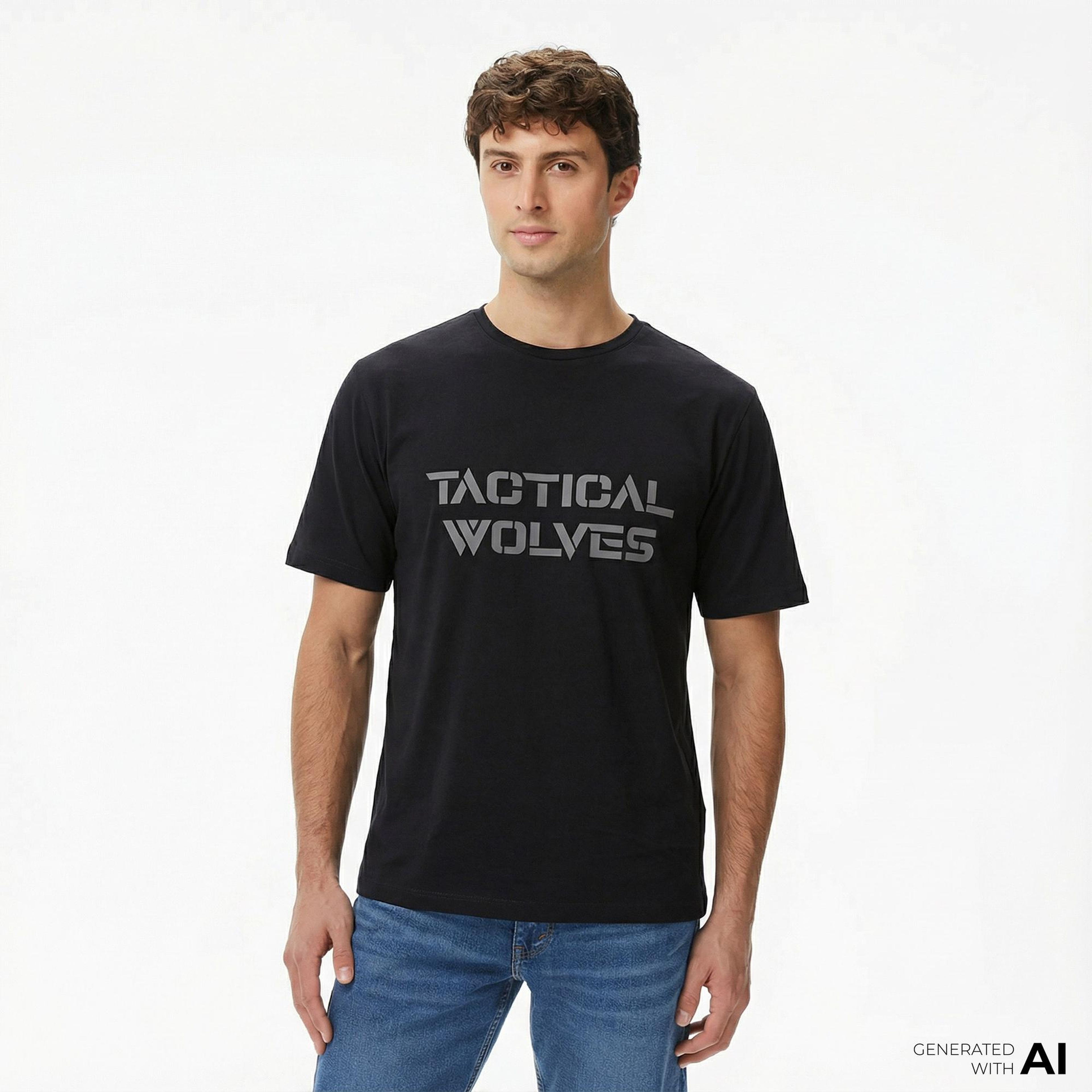 Tactical Wolves Classic Erkek Siyah T-Shirt