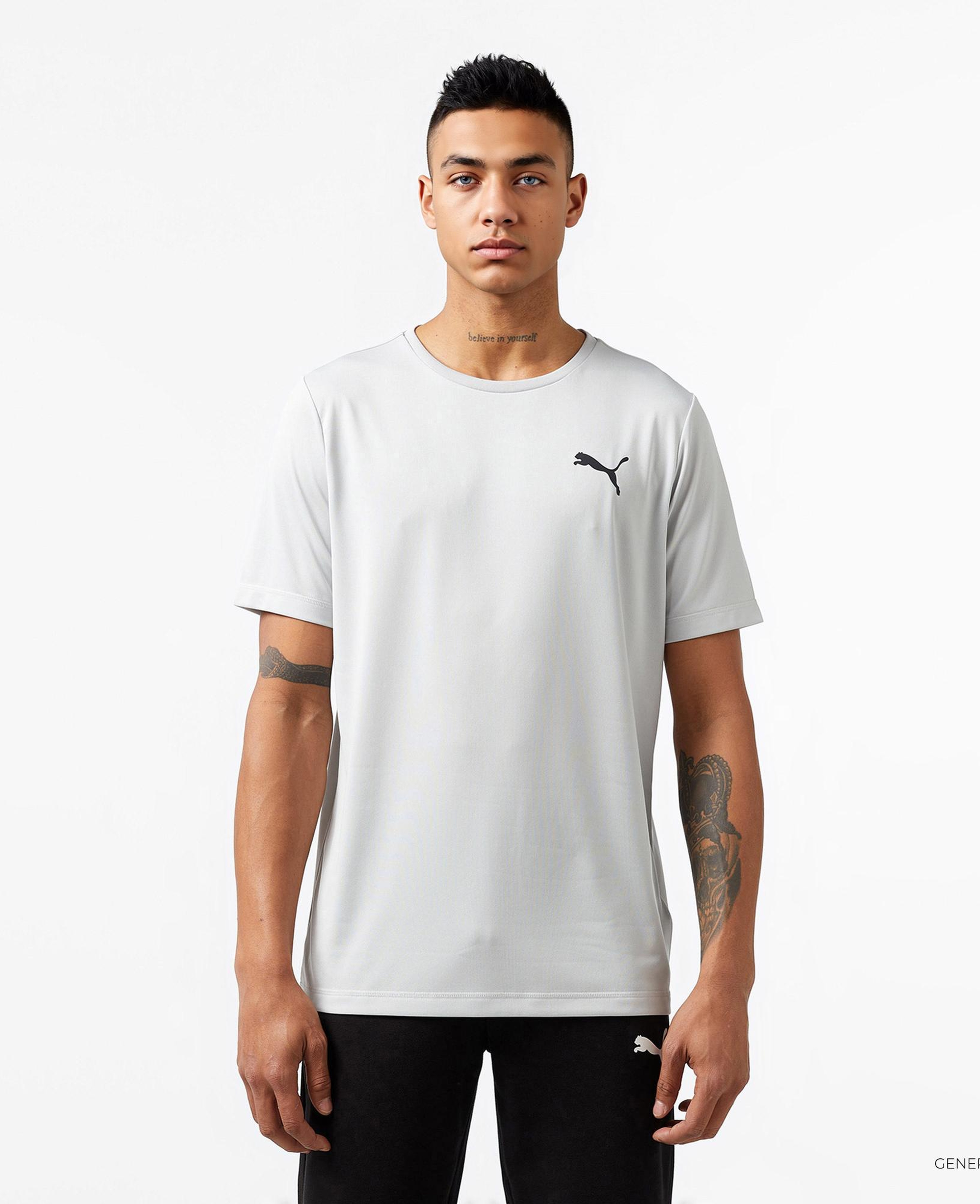 Puma Actİve Small Logo Erkek Gri Günlük T-Shirt