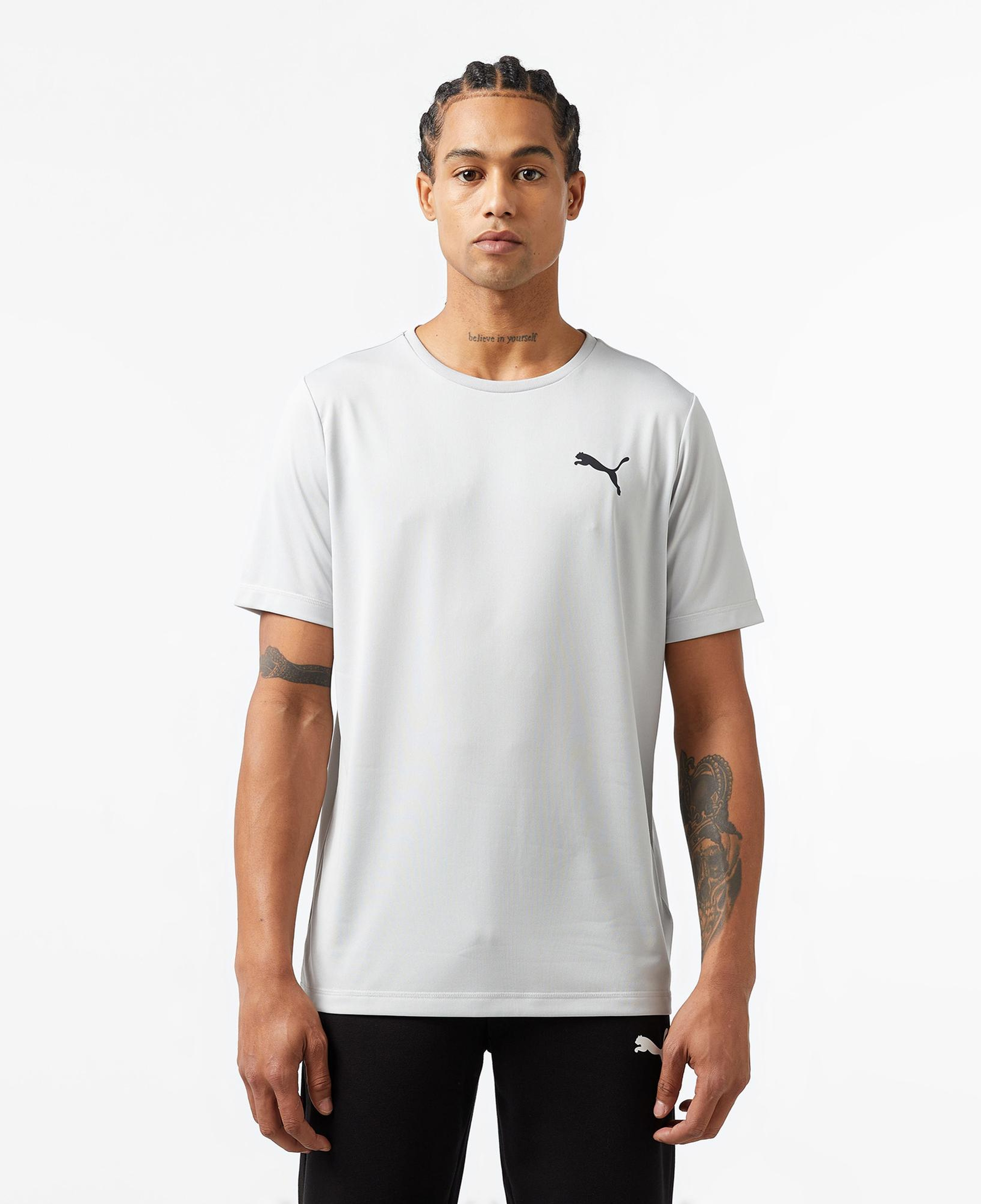 Puma Actİve Small Logo Erkek Gri Günlük T-Shirt