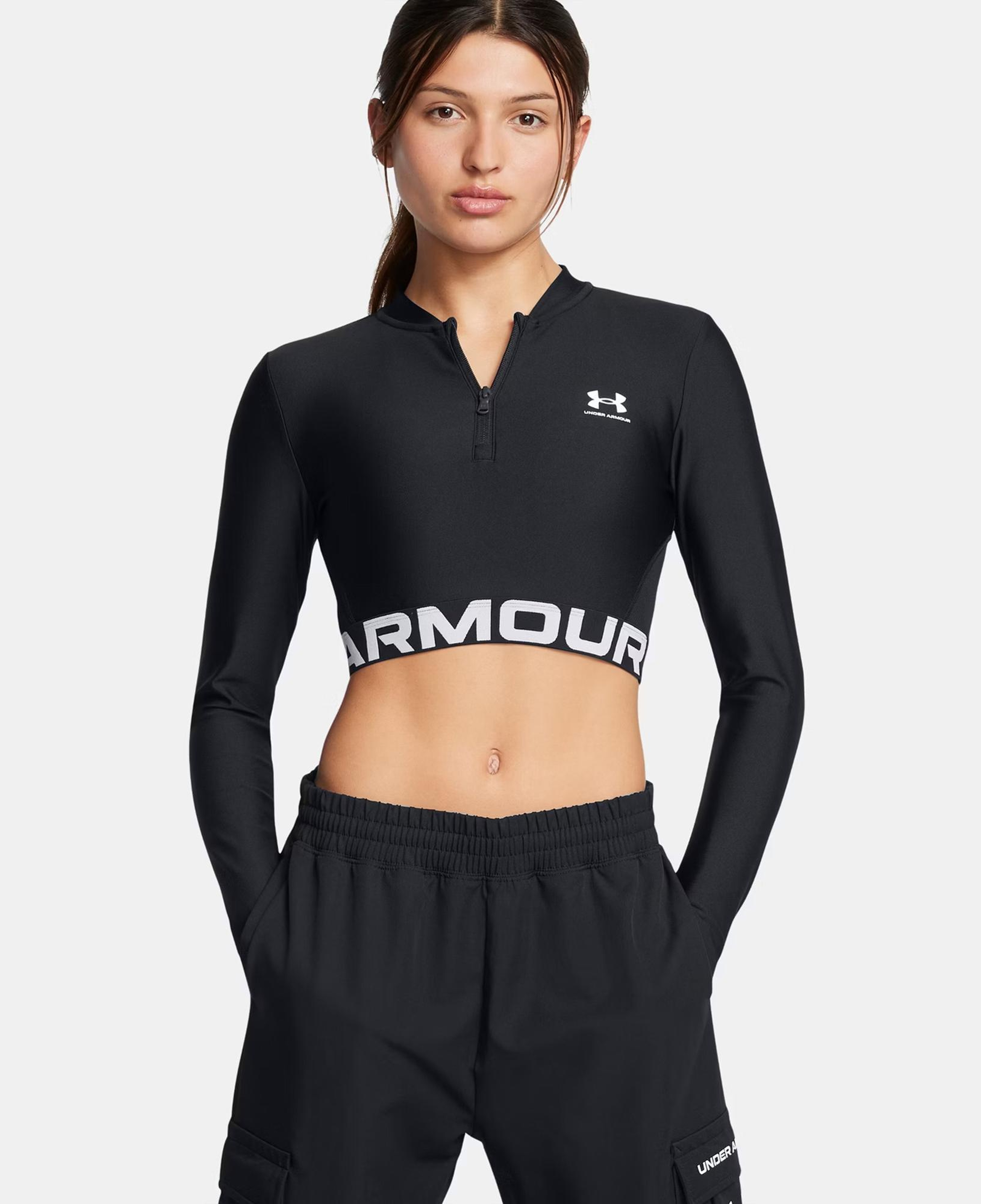Under Armour Heat Gear Rib 1/4 Zipped Kadın Siyah Antrenman Üstü