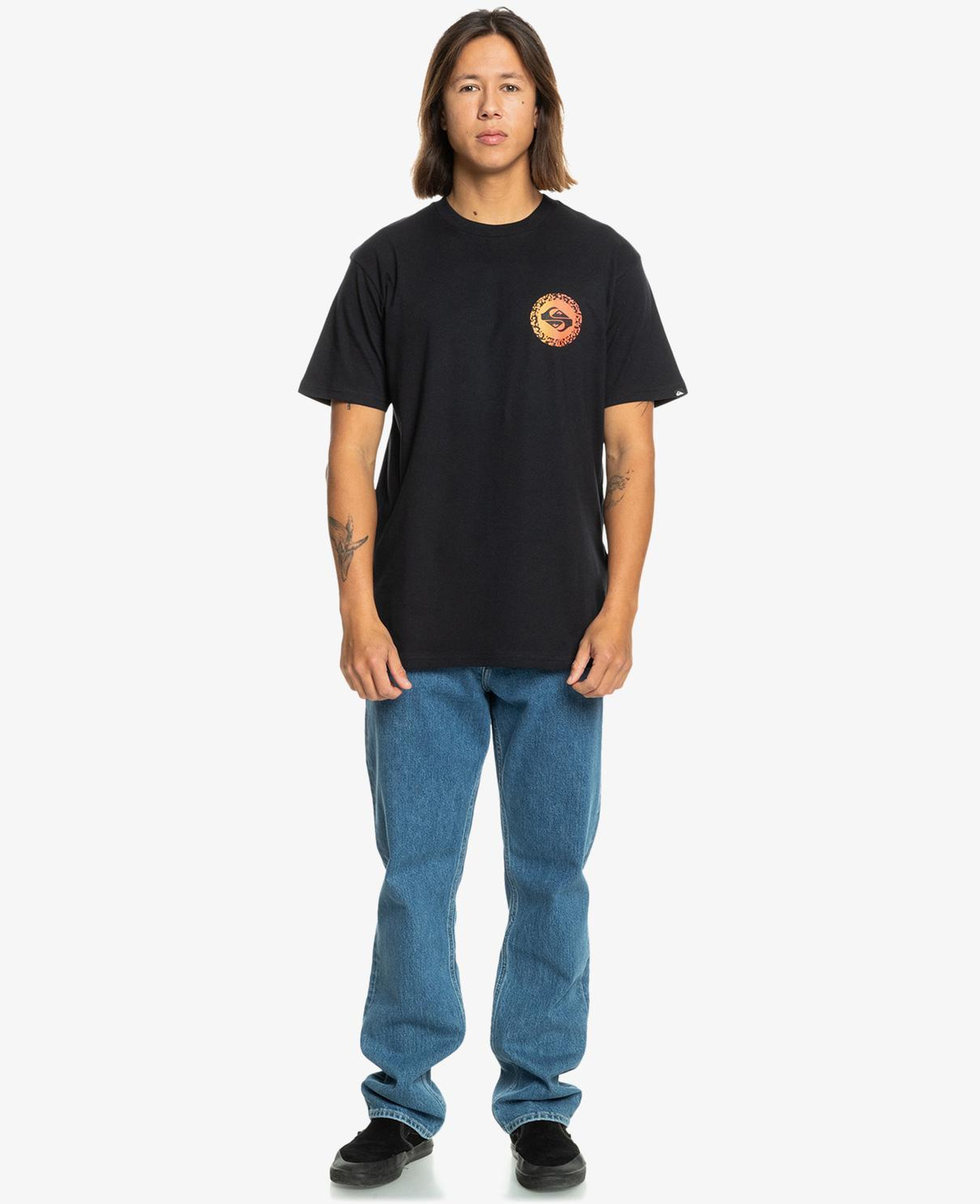 Quiksilver Long Fade Erkek Siyah Günlük T-Shirt