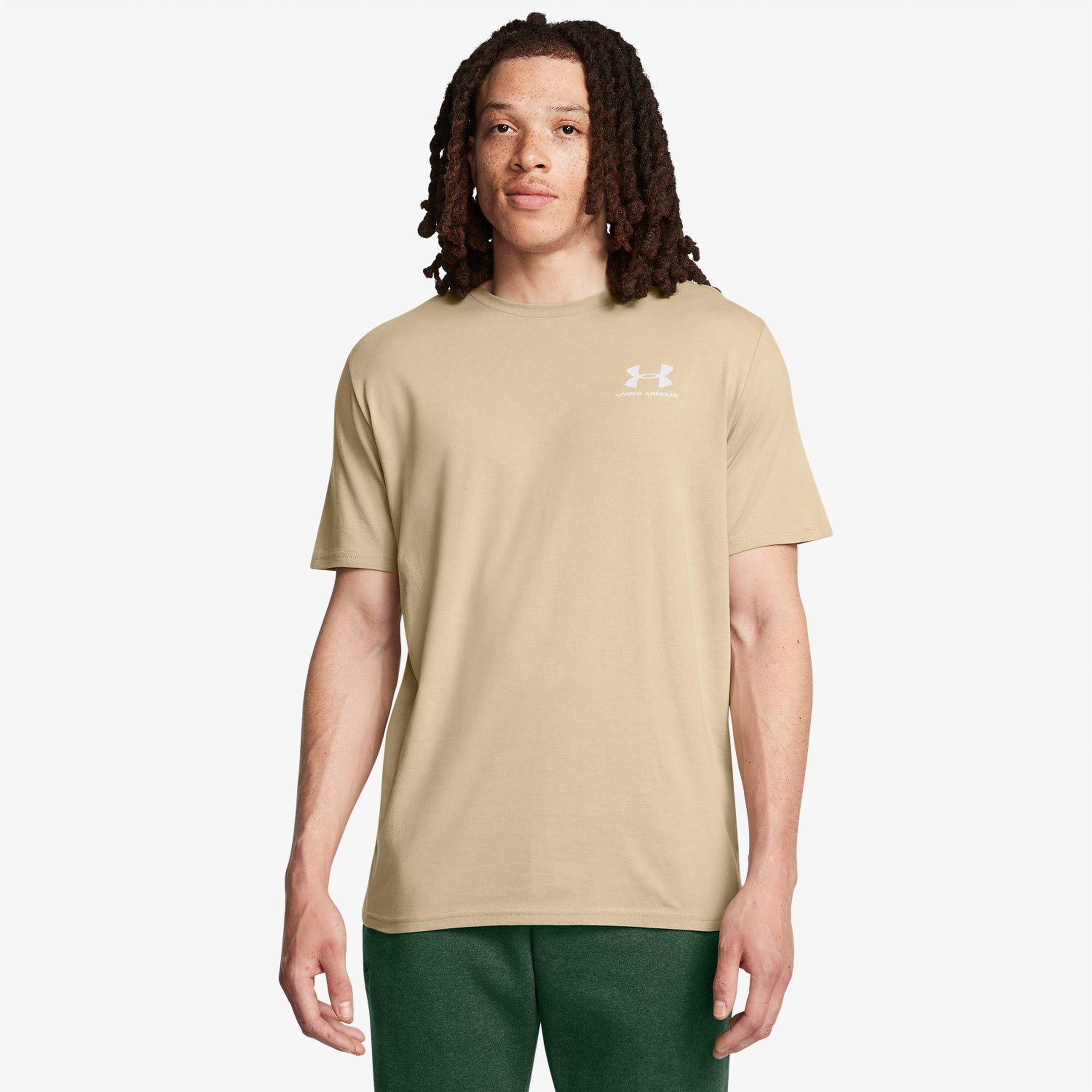 Under Armour Sportstyle Left Chest Erkek Bej Günlük T-Shirt