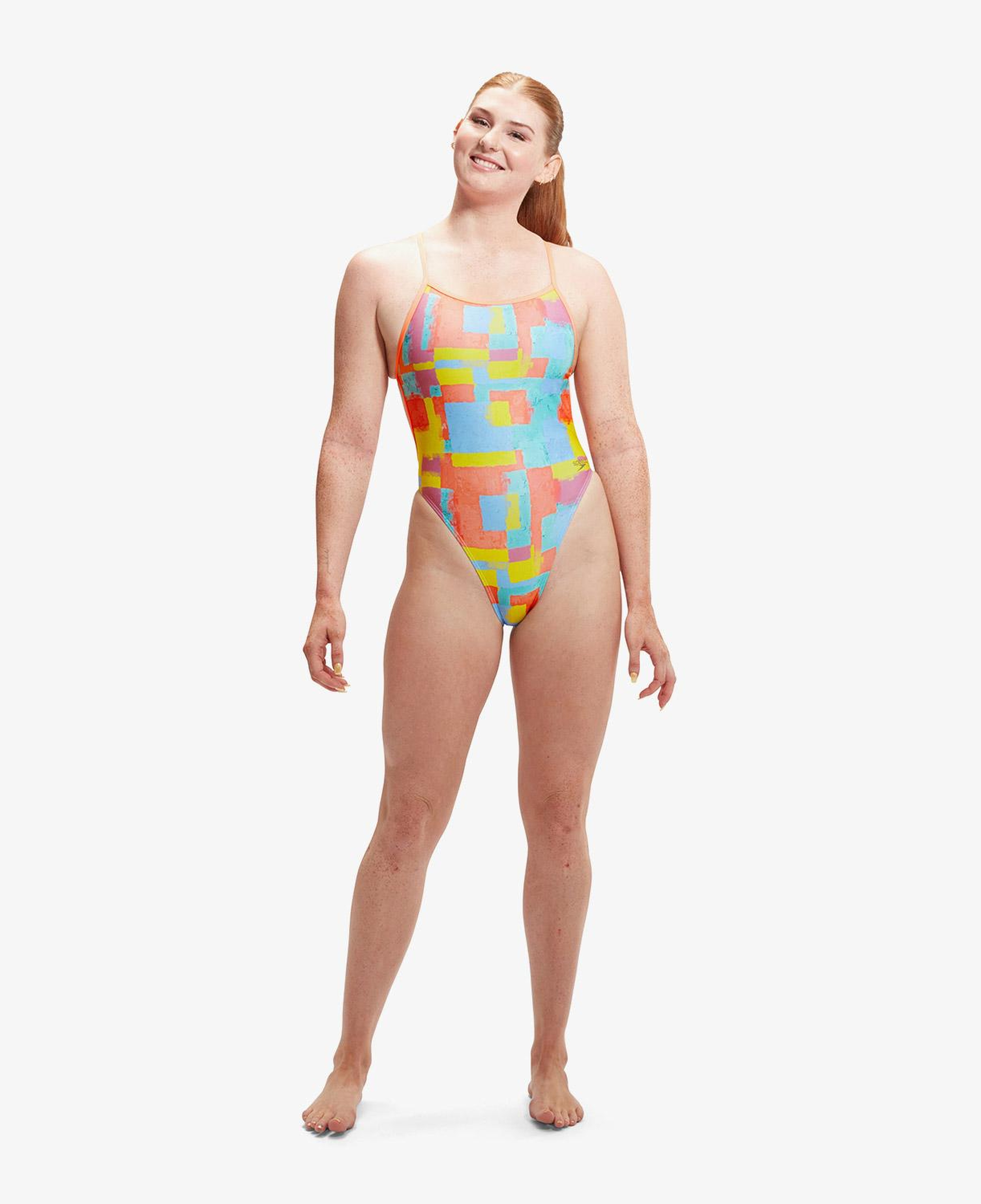 Speedo Allover Digital V-Back Kadın Renkli Mayo