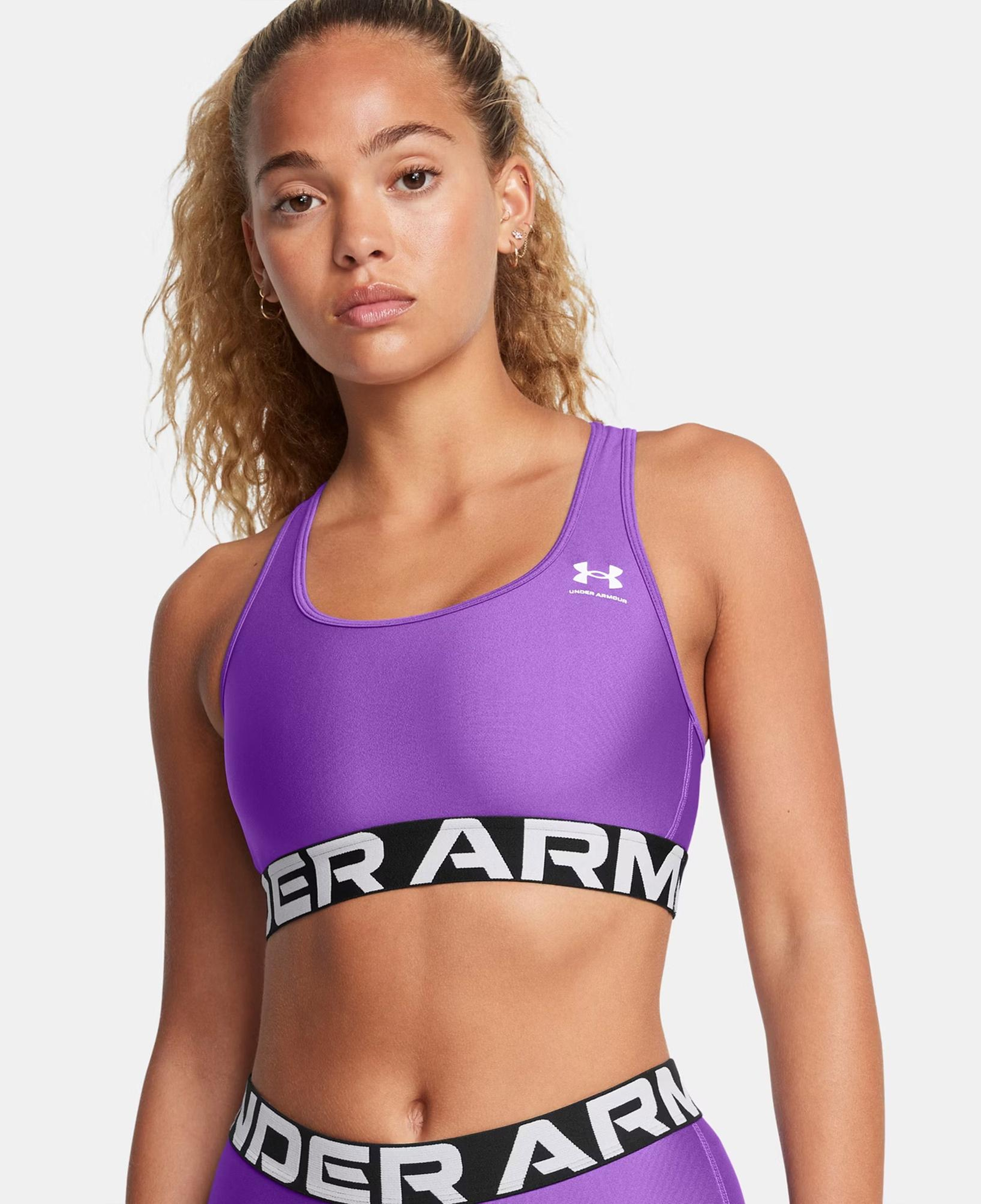 Under Armour Heat Gear Mid Kadın Mor Antrenman Bra