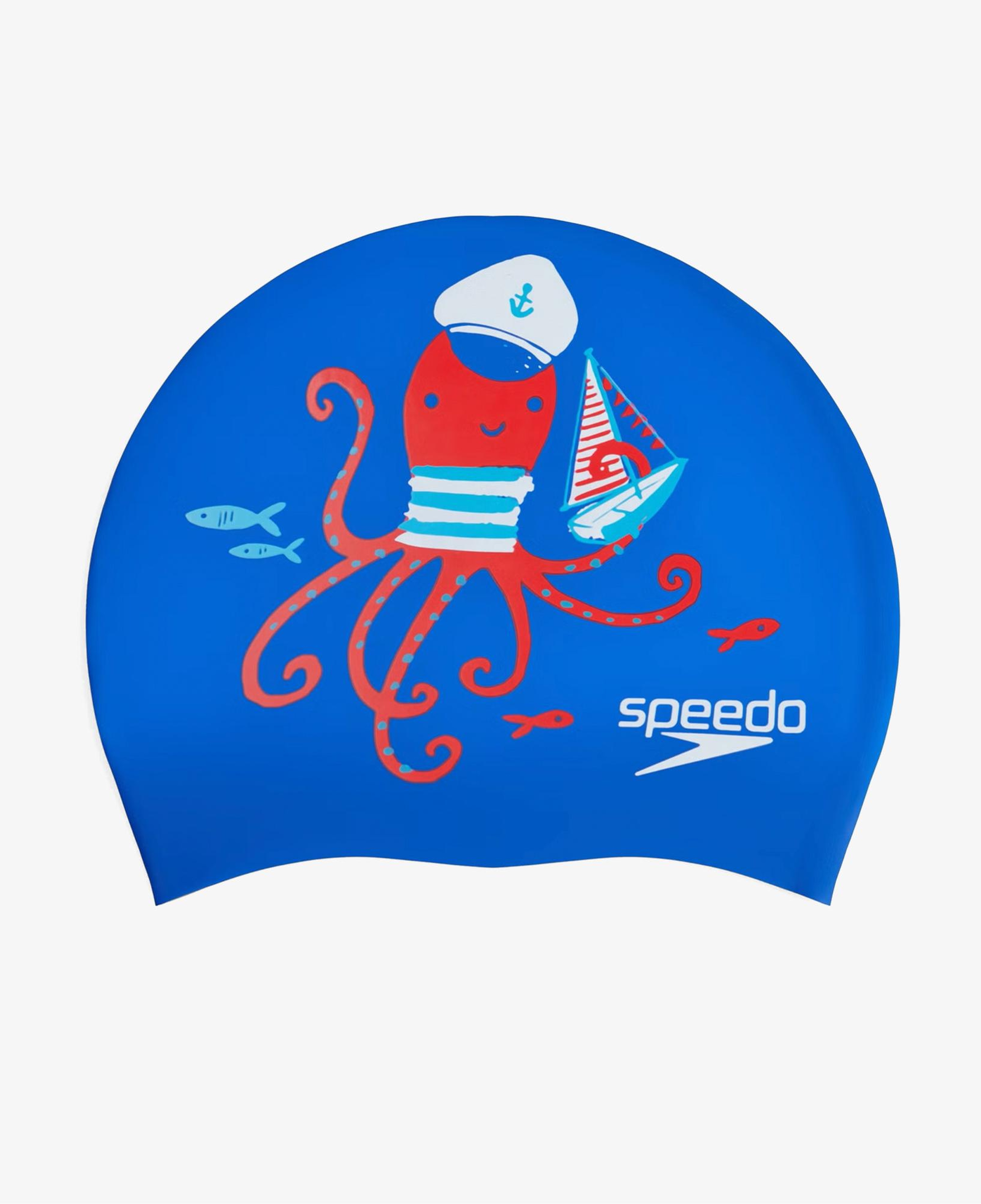 Speedo Printed Silicone Çocuk Mavi Yüzücü Bonesi
