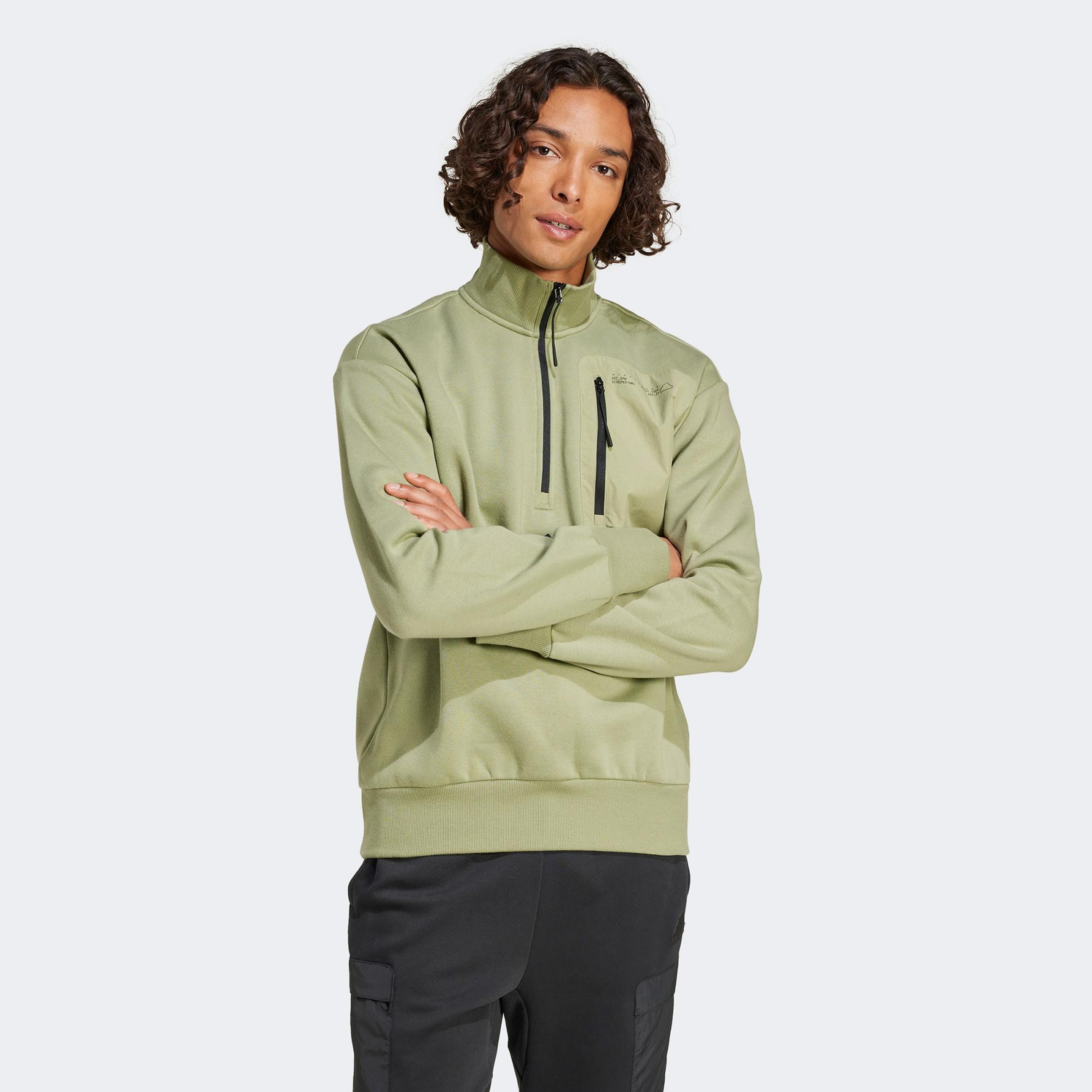 adidas City Escape Half Zipped Erkek Yeşil Üst