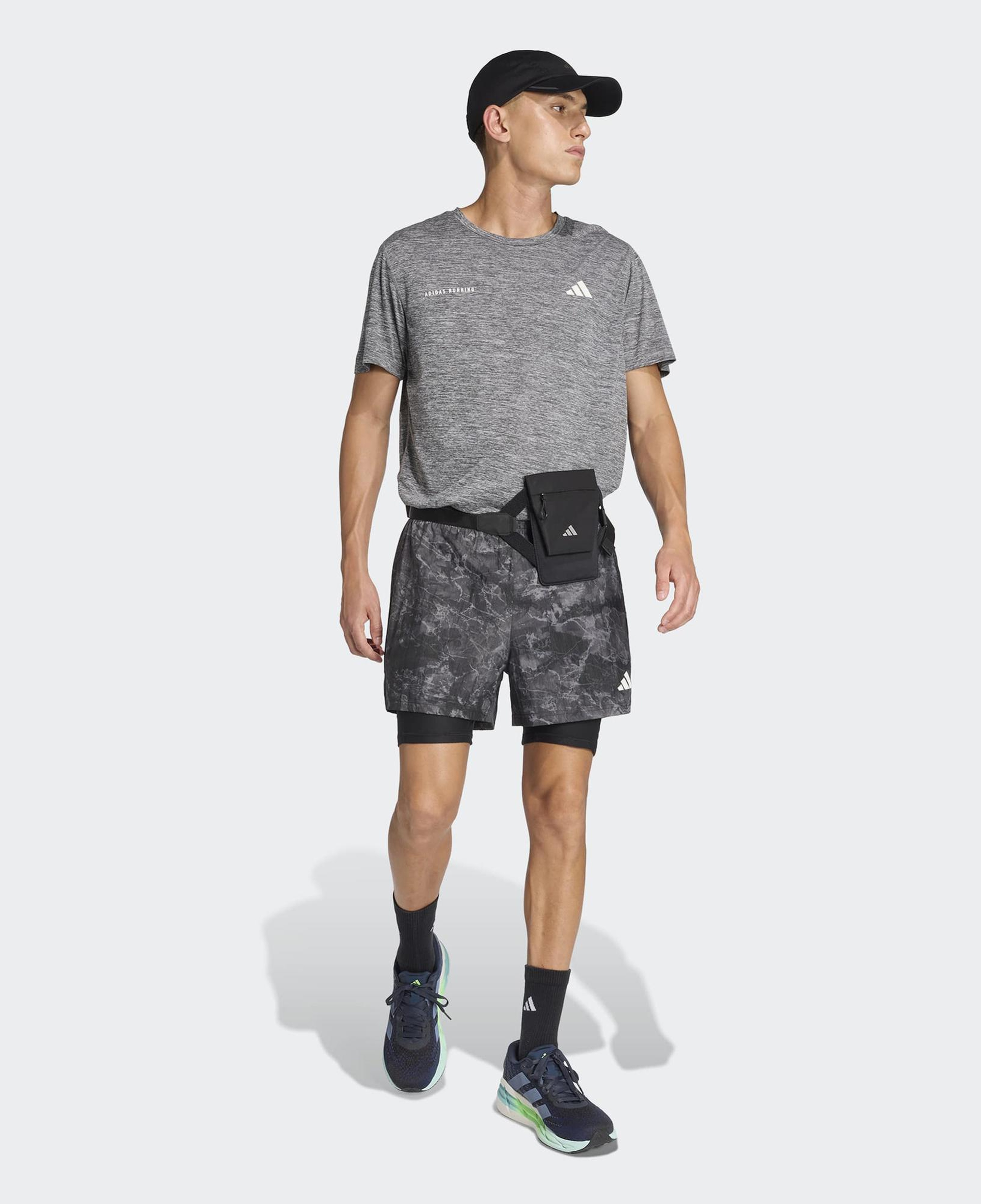 adidas Own The Run Spray Dye 2in1 Erkek Gri Koşu Şortu
