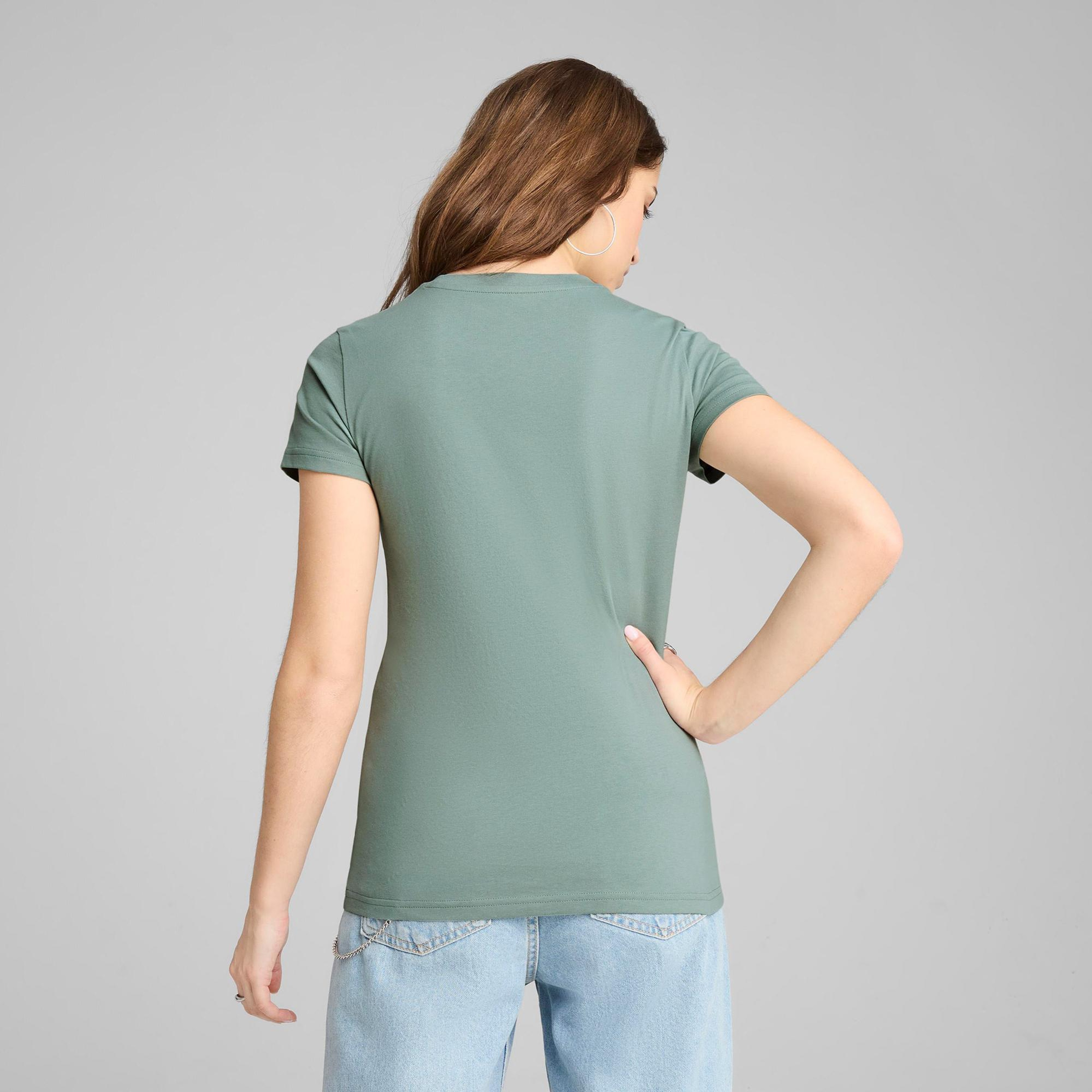 Puma Graphics Floral Cat Logo Kadın Yeşil T-Shirt