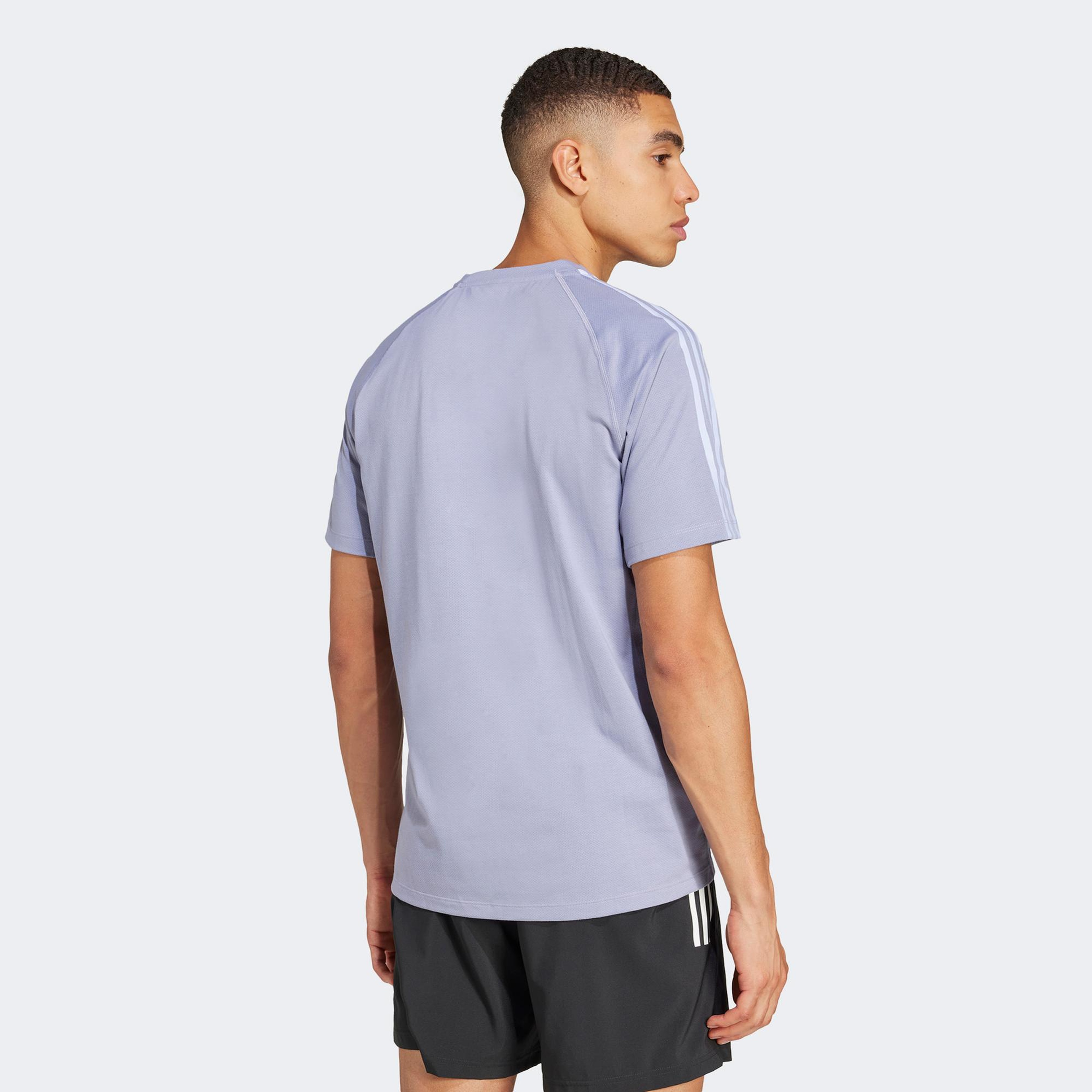 adidas Own The Run 3 Stripes Erkek Mor Koşu T-Shirt