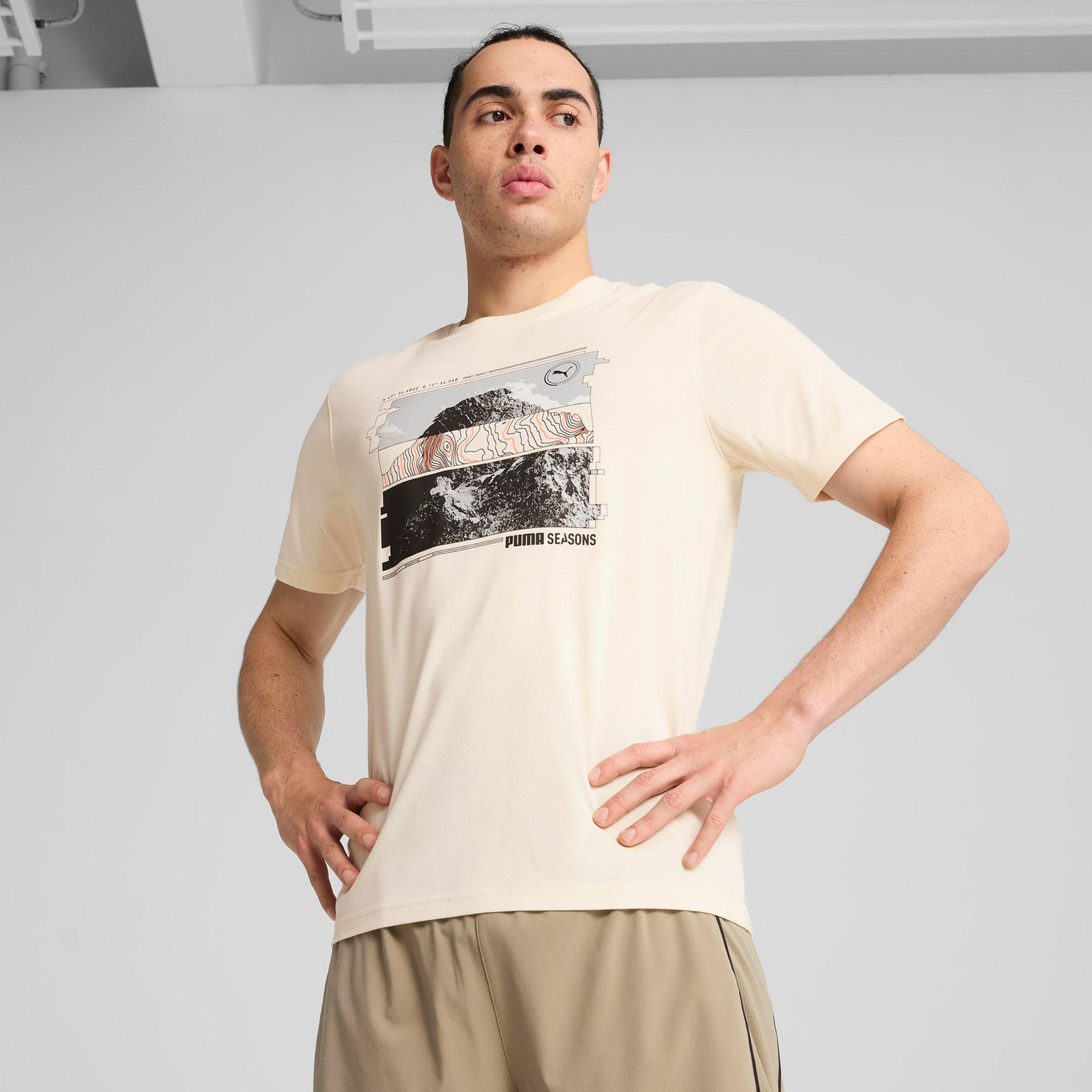 Puma Graphics Seasons Erkek Krem T-Shirt