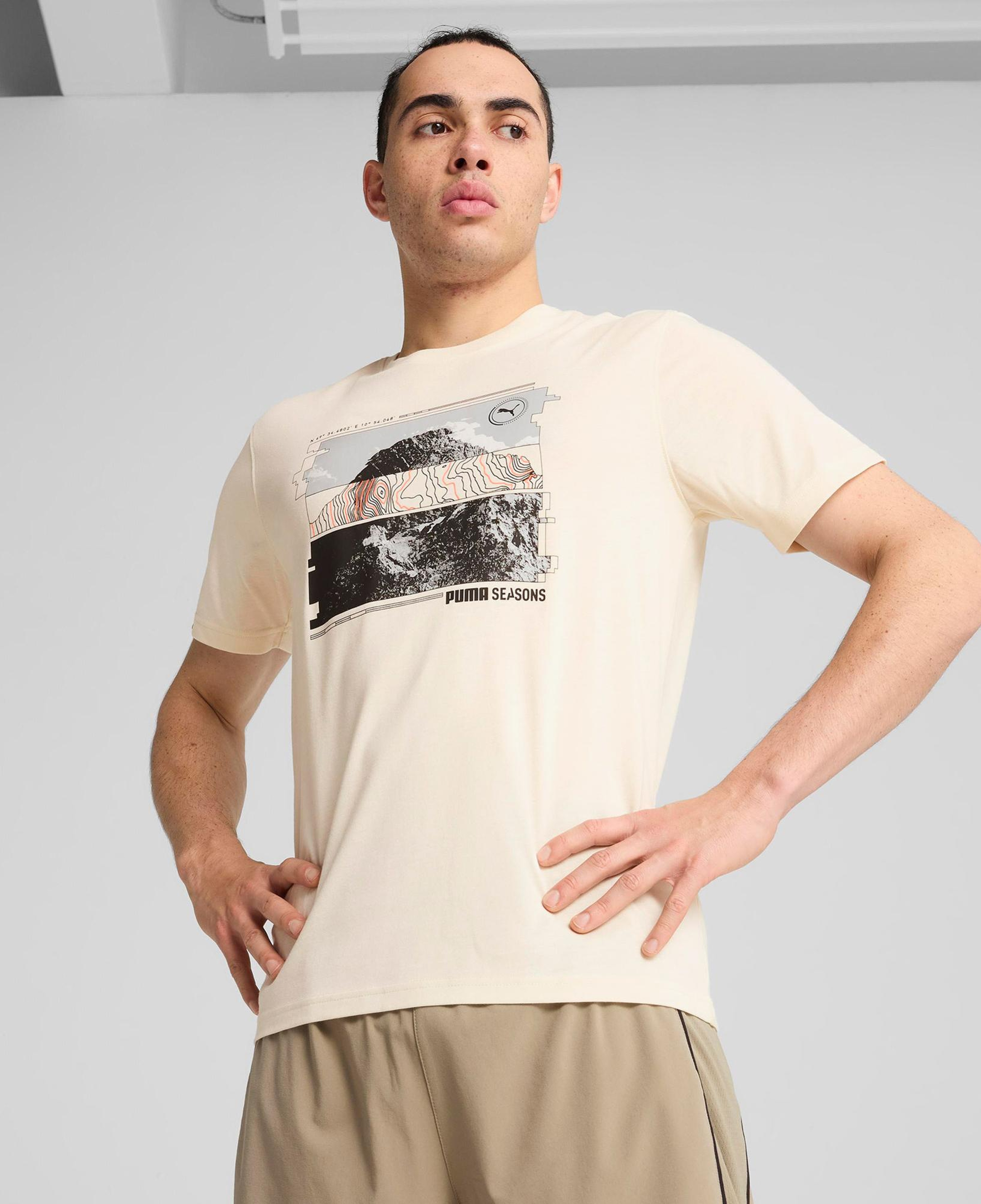 Puma Graphics Seasons Erkek Krem T-Shirt