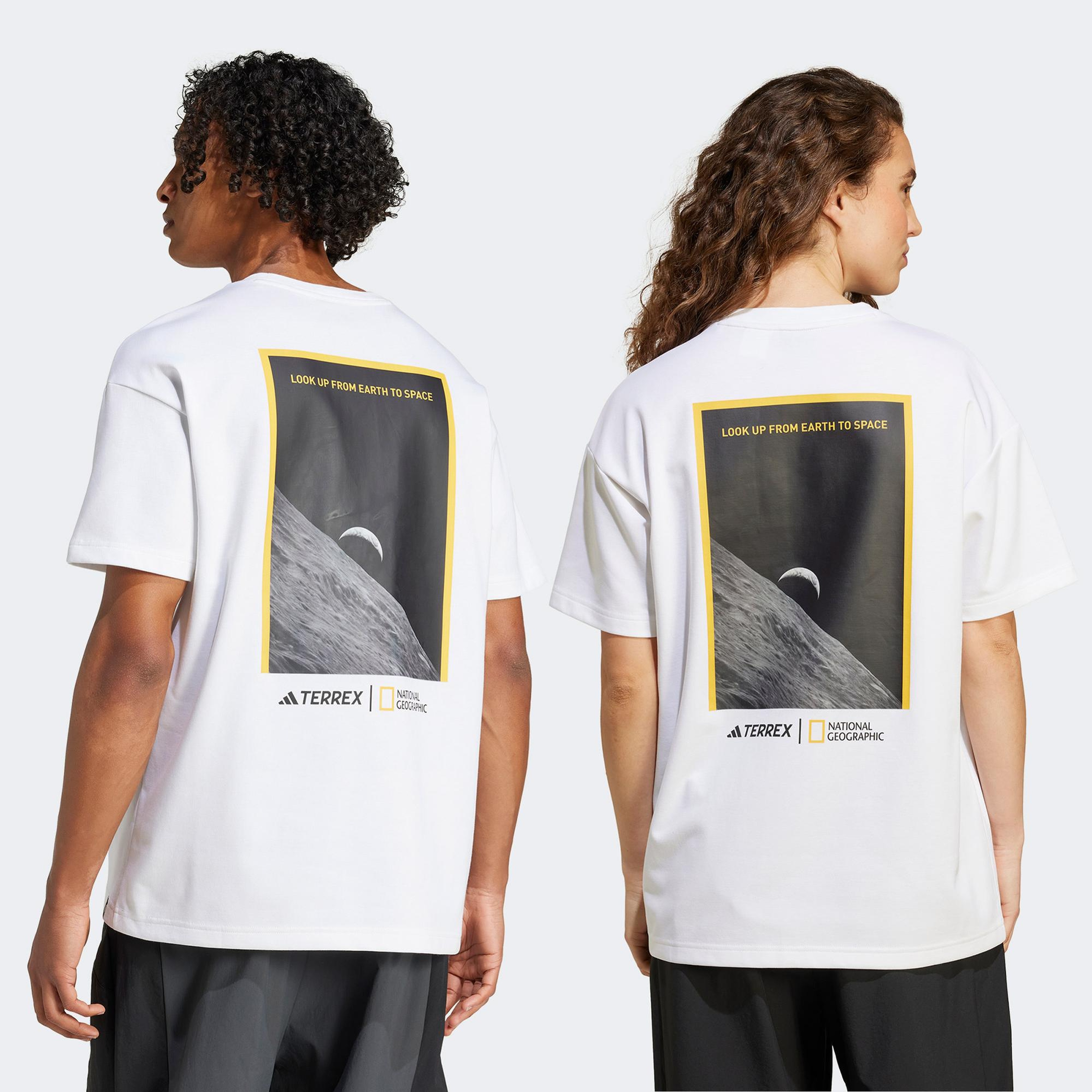 adidas Nat Geo Aeroready Graphic Erkek Beyaz T-Shirt
