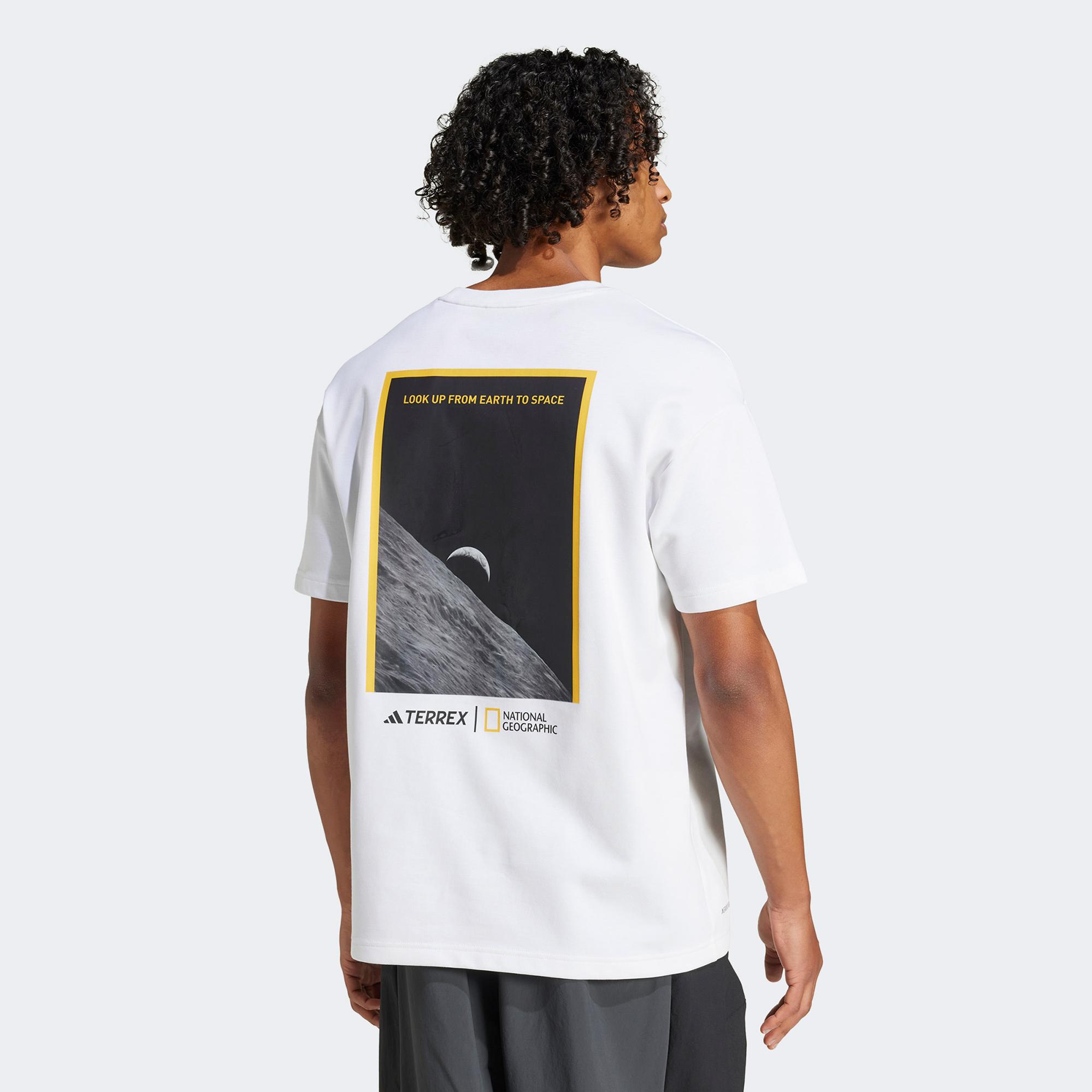 adidas Nat Geo Aeroready Graphic Erkek Beyaz T-Shirt