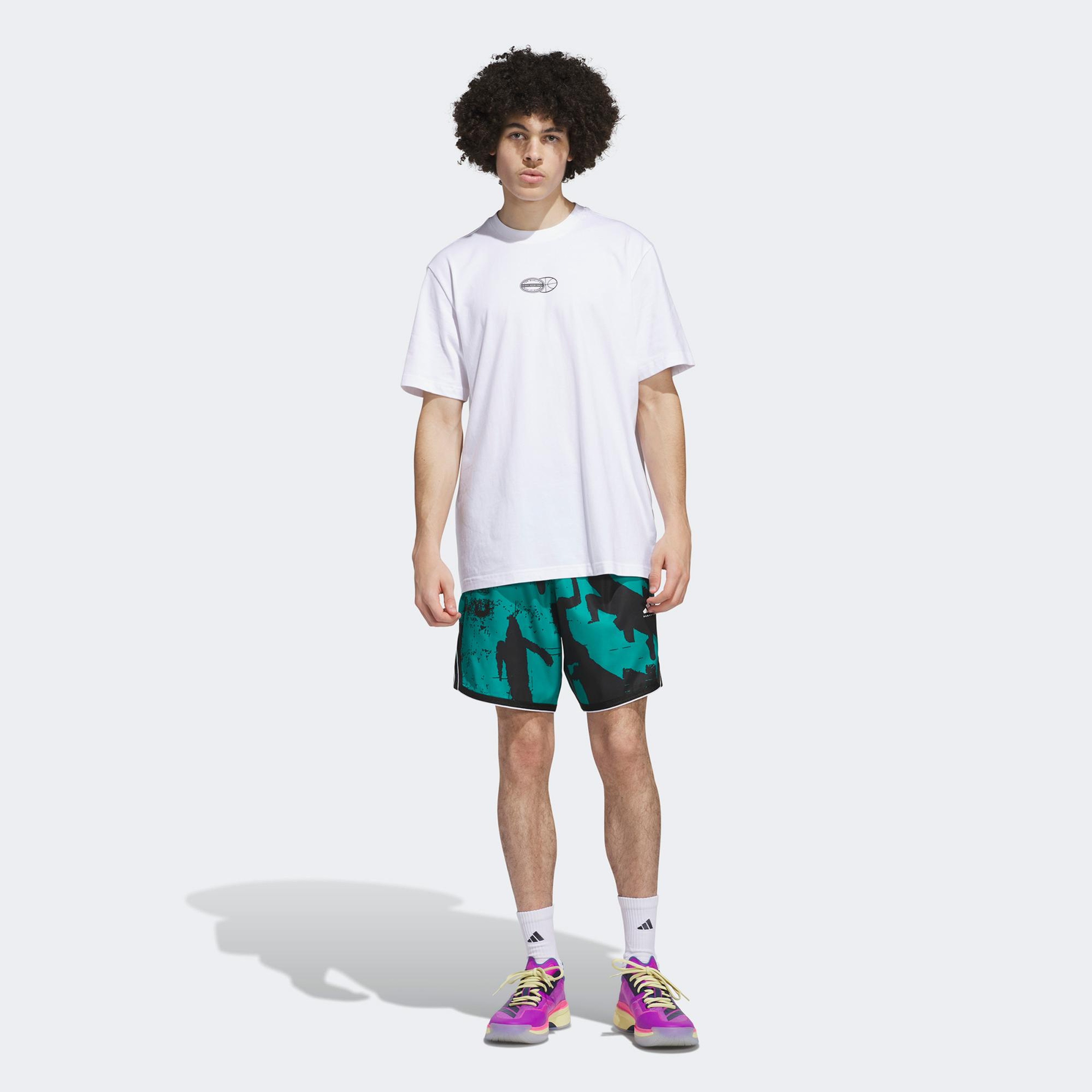 adidas Sum Novelty T 2 Erkek Beyaz Basketbol T-Shirt