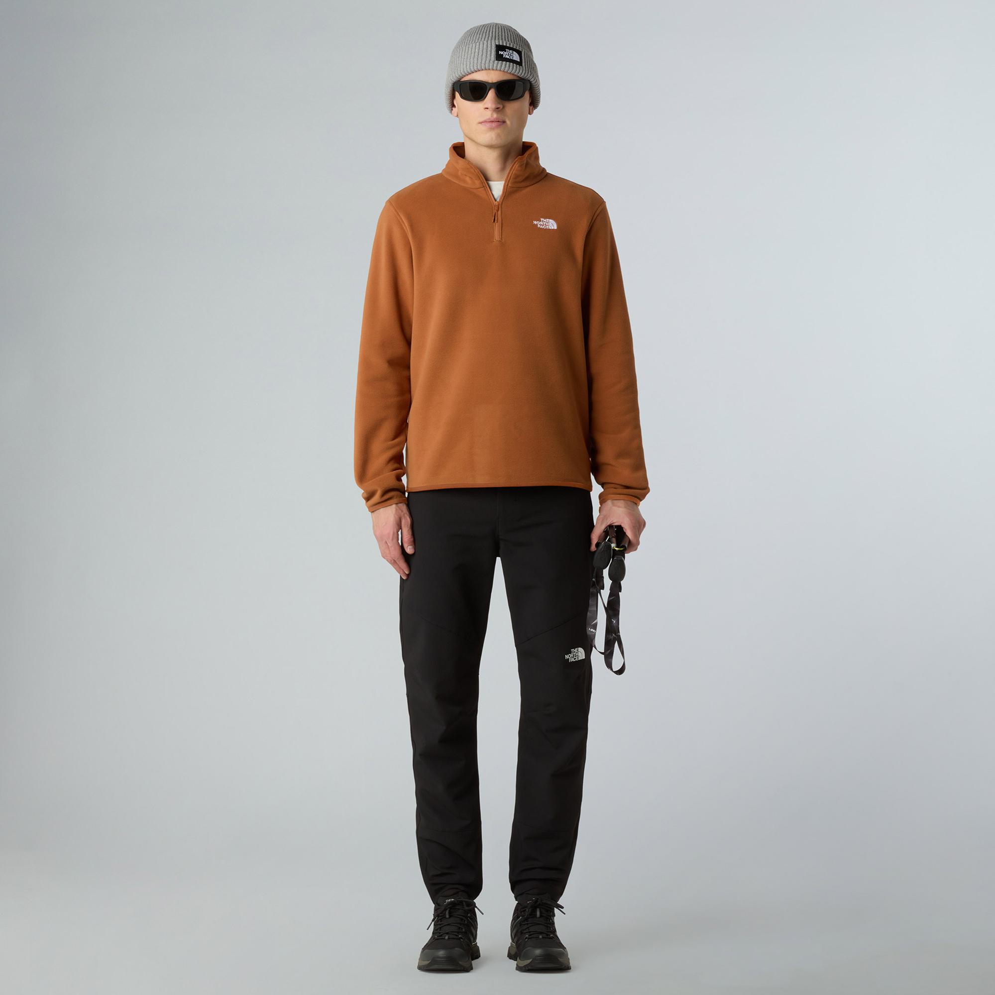 The North Face Glacier Fleece 1/4 Zip Erkek Kahverengi Outdoor Sweatshirt