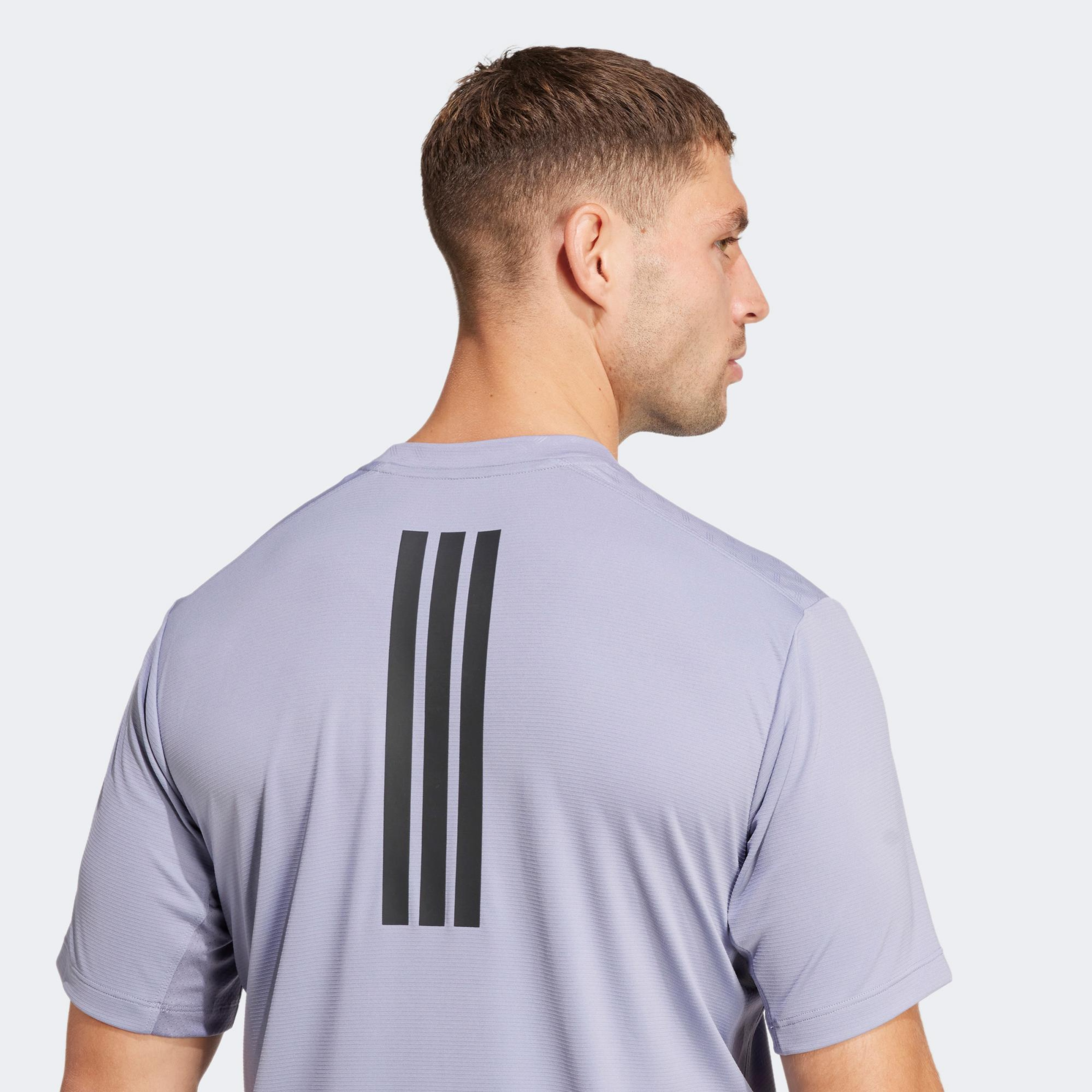 adidas Power 3 Stripes Erkek Mor Antrenman T-Shirt