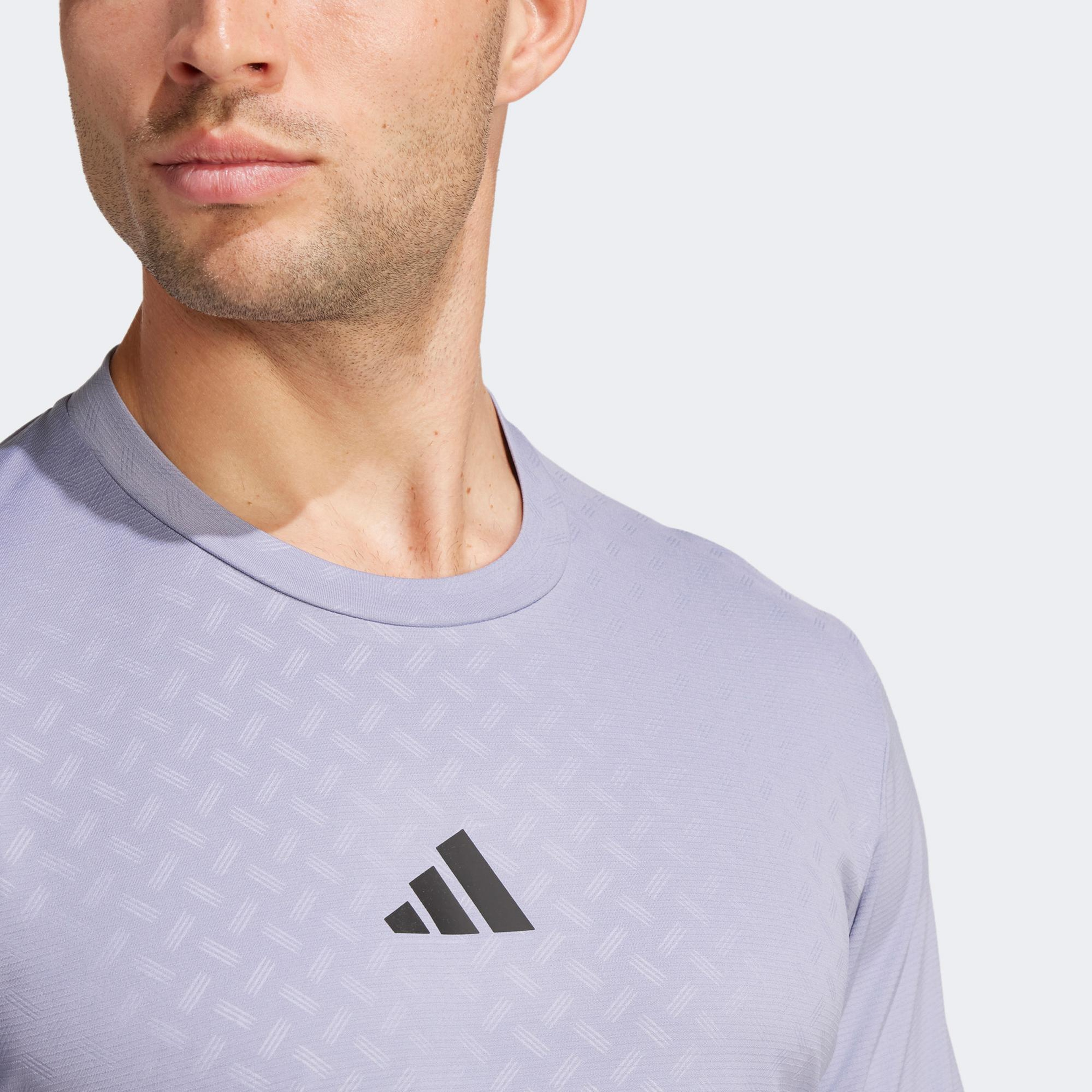 adidas Power 3 Stripes Erkek Mor Antrenman T-Shirt