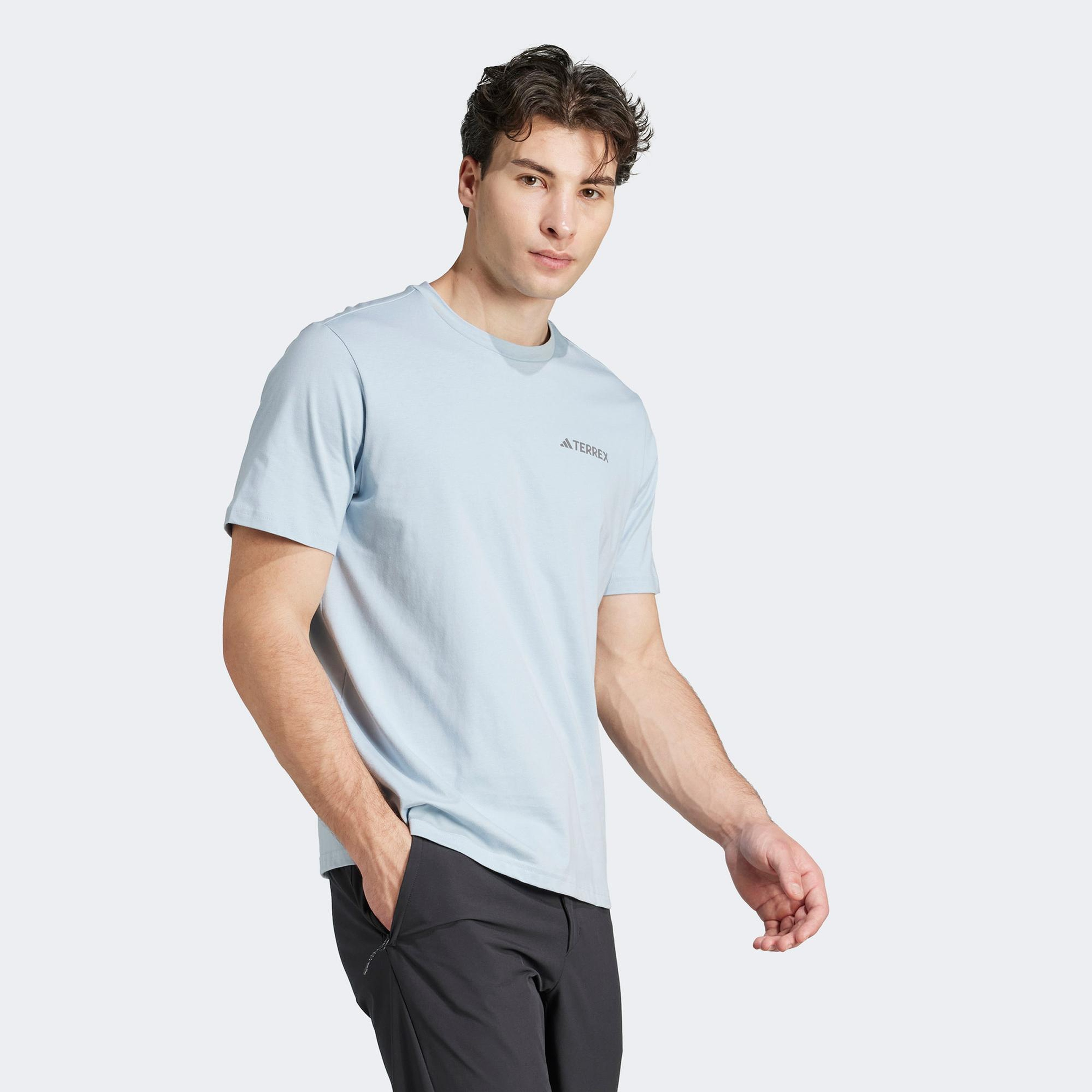 adidas Polygiene Graphic Erkek Mavi T-Shirt