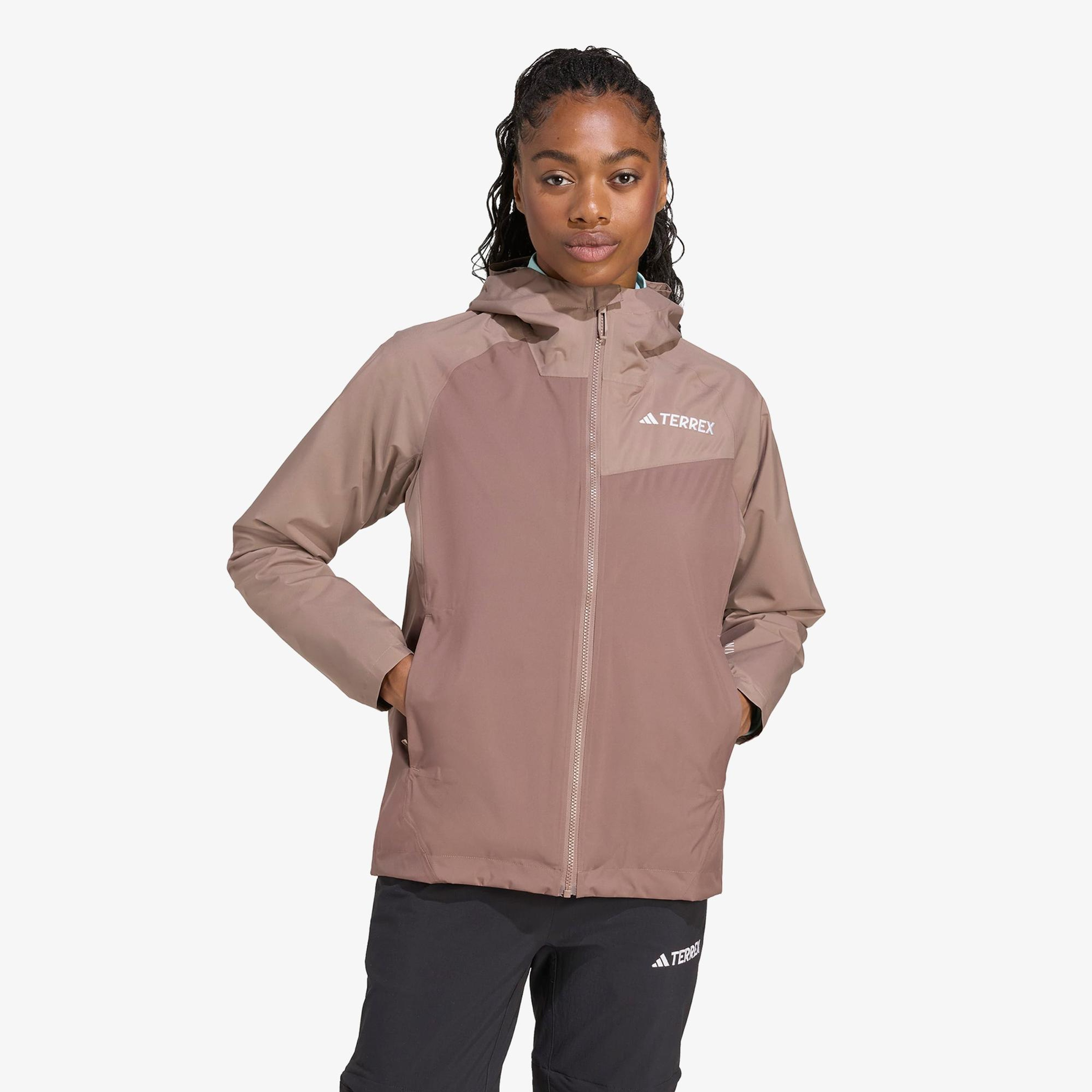 adidas Terrex Multi 2L Rain.Rdy Kadın Kahverengi Yürüyüş Yağmurluğu