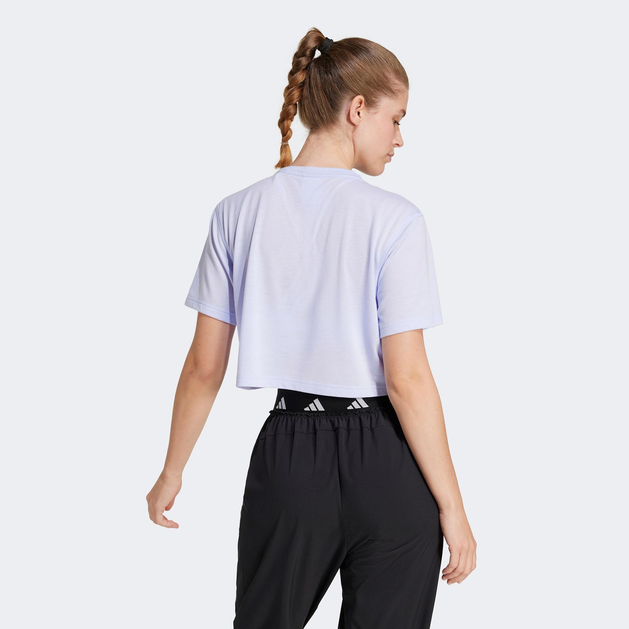 adidas Train Essentials Boxy Workout Kadın Mor Antrenman T-Shirt