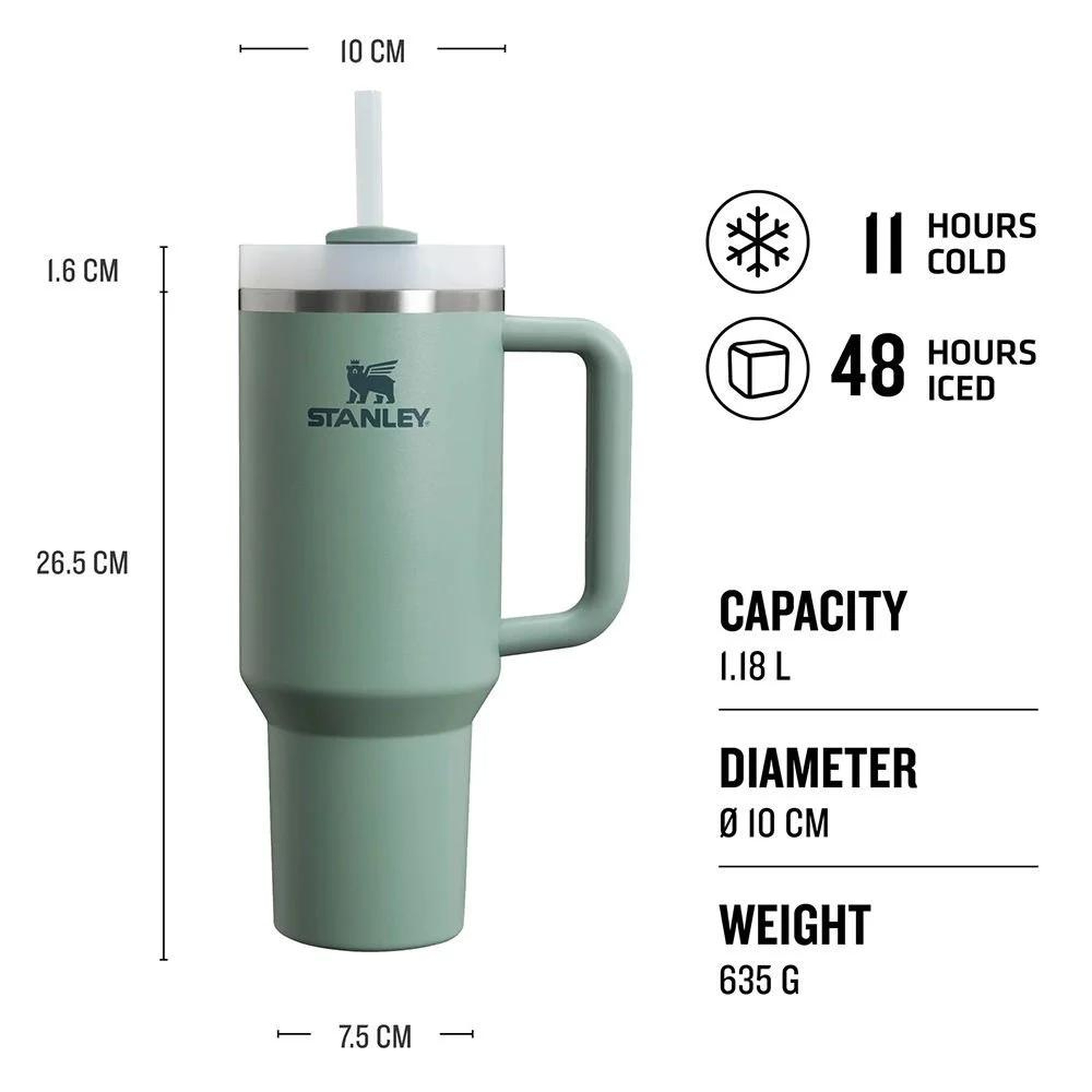 Stanley Quencher 1.18L Pipetli Unisex Yeşil Termos